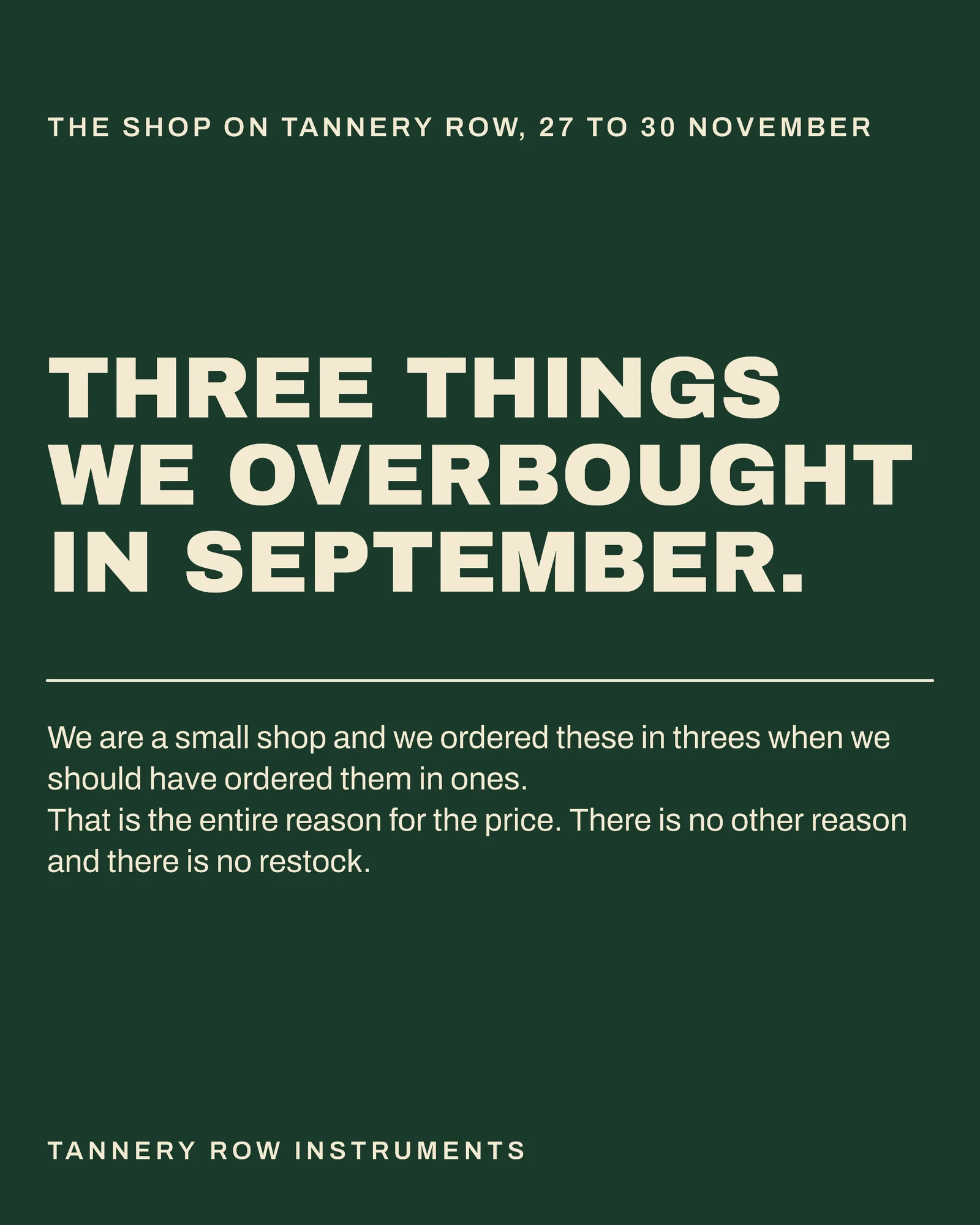 Forest Trading Card Instrument Shop Black Friday Overstock Instagram Carousel — 5-panel Instagram carousel carousel template, page 1 of 5