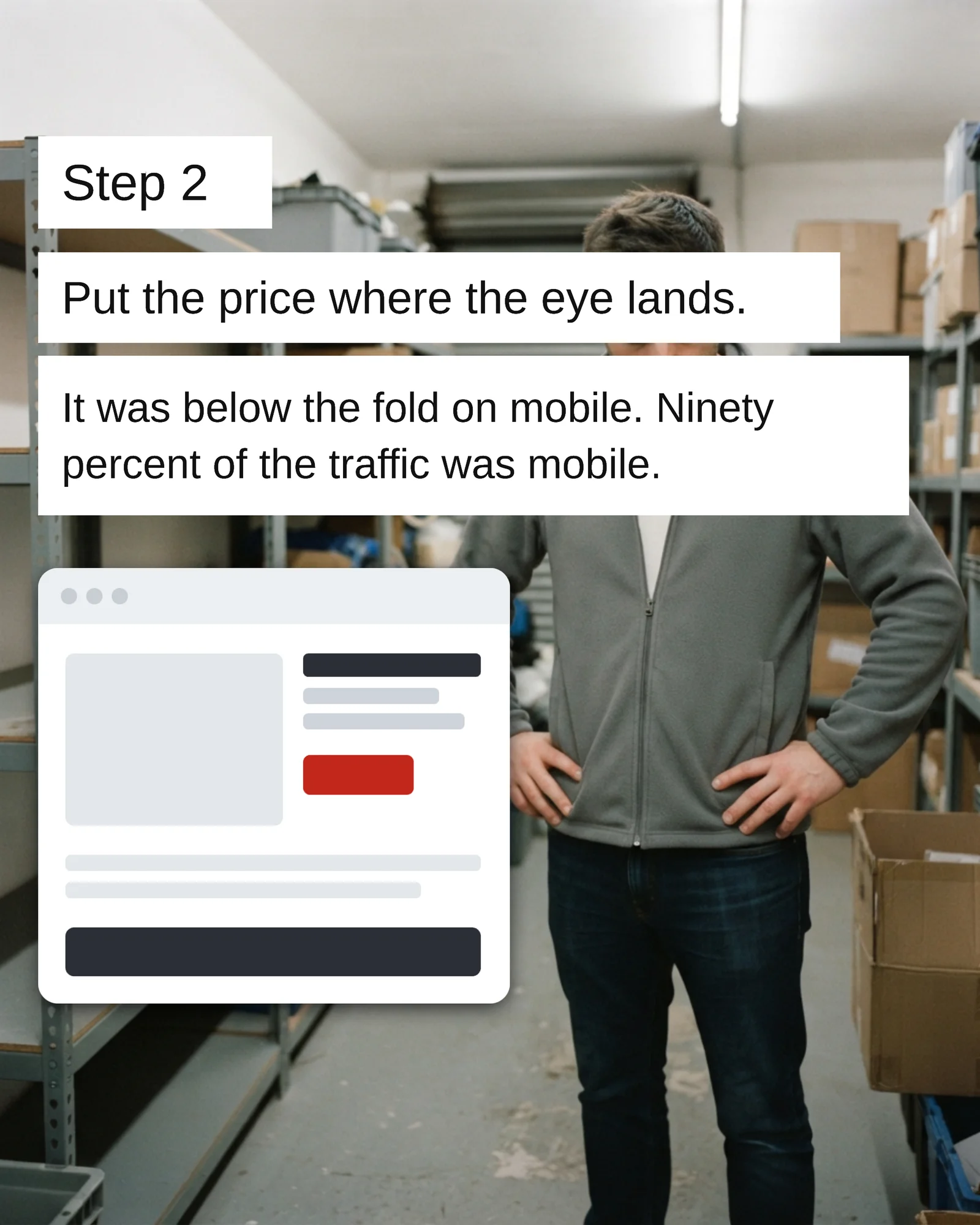 Tabloid four-fix ecommerce case study carousel — 5-panel Instagram carousel carousel template, page 3 of 5