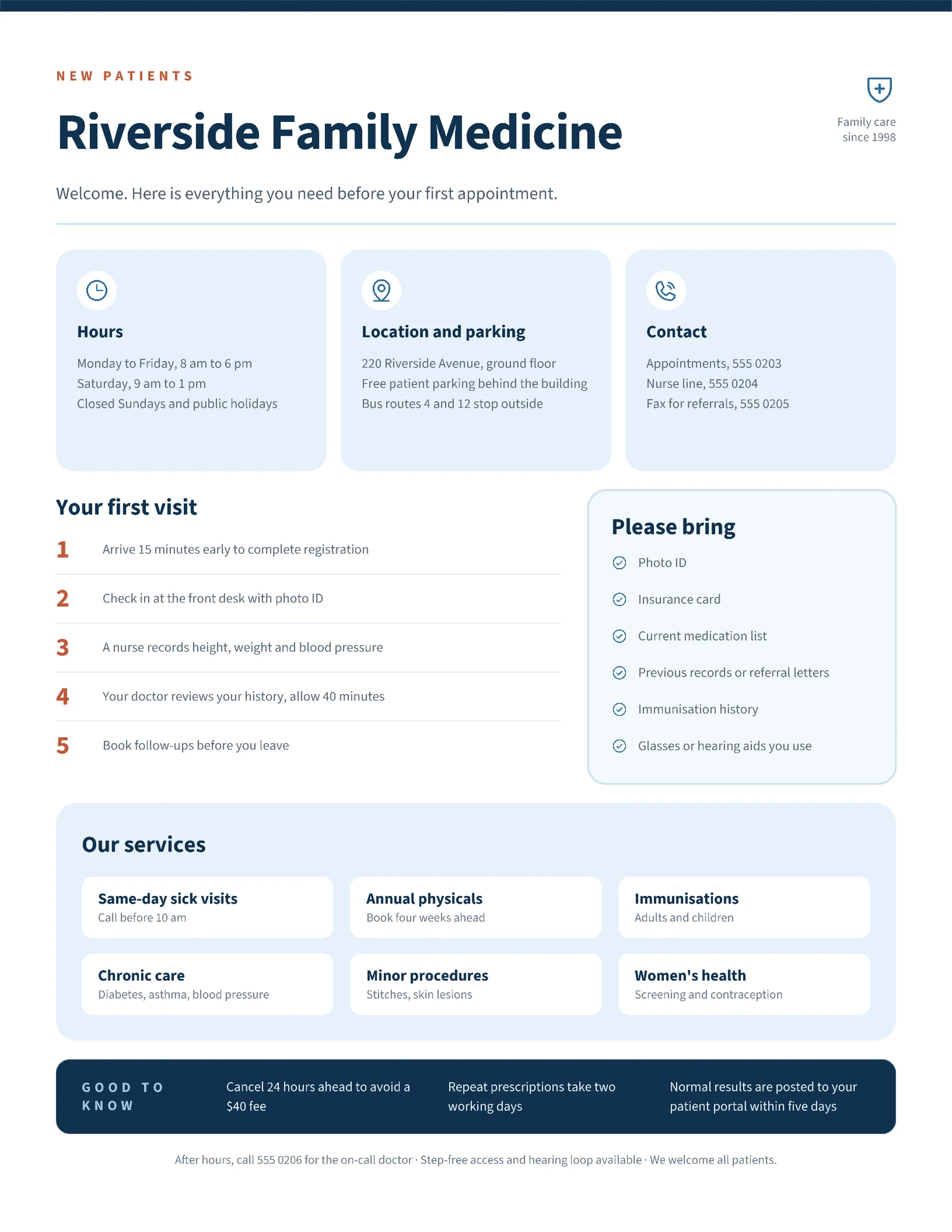 Clinical Calm New Patient Information Sheet — 2-page One pager template, page 2 of 2