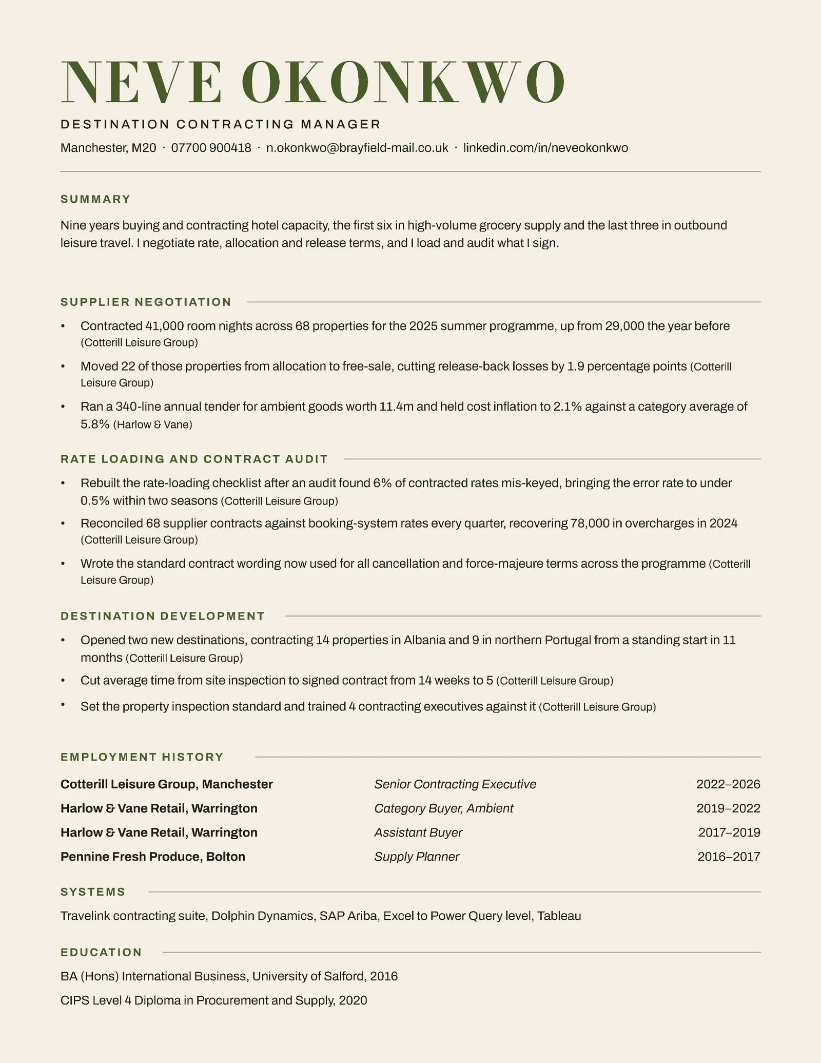 Destination Contracting Manager Functional Resume — Letter Resume template