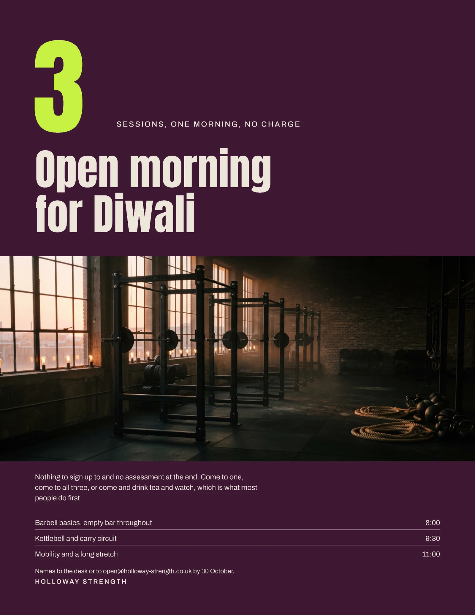 Strength Studio Diwali Open Morning Invitation — Letter Invitation template