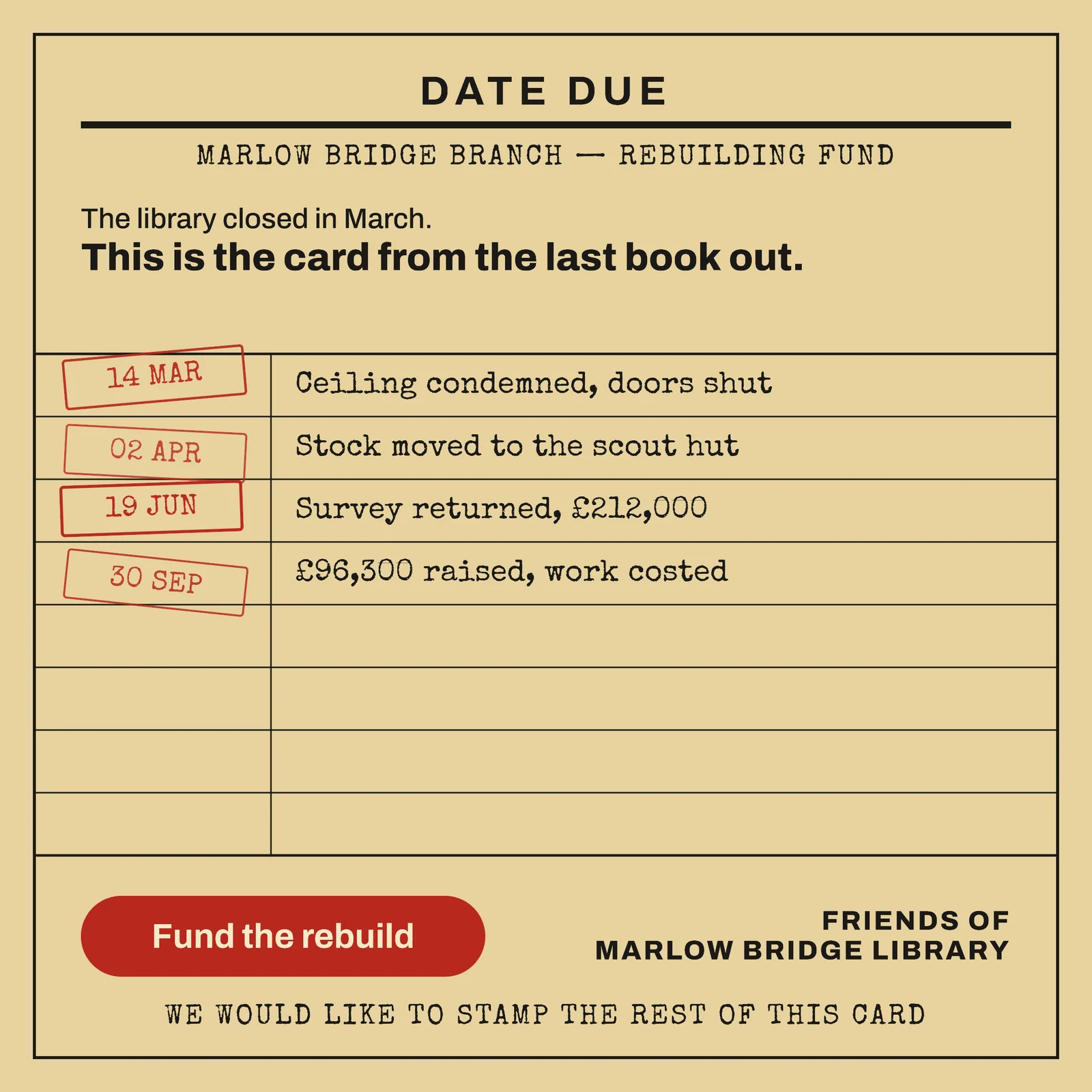 Manila Library Card Branch Rebuild Fundraiser Facebook Ad — 1:1 Facebook ad template