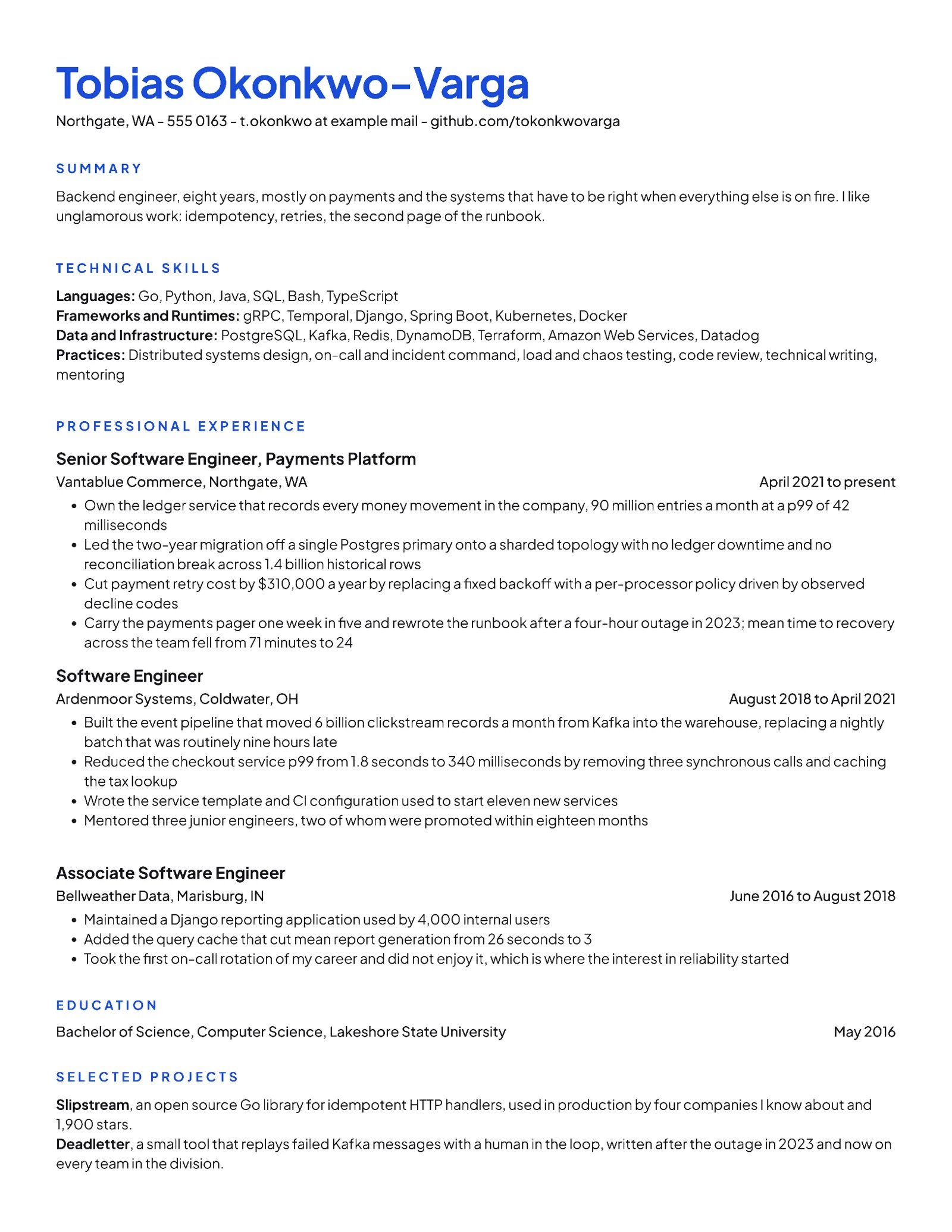 ATS Software Engineer Resume — Letter Resume template