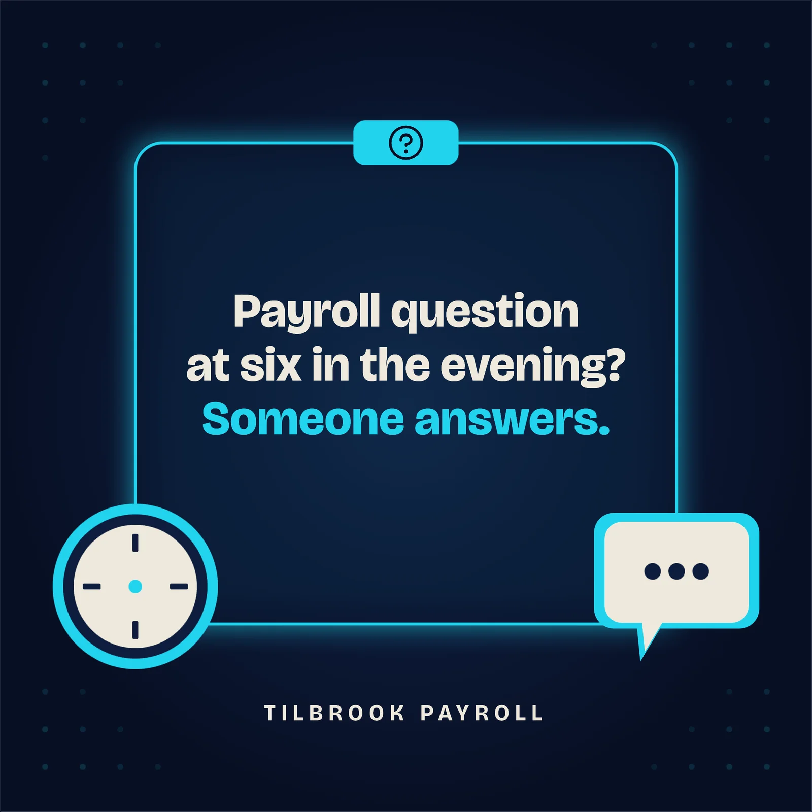 Midnight Cyan Glow Panel Payroll Support Instagram Ad — 1:1 Instagram ad template