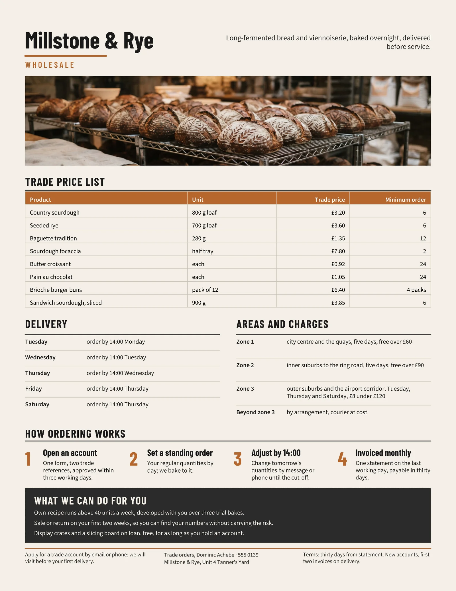 Charcoal Copper Trade Facts Artisan Bakery Wholesale One Pager — Letter One pager template