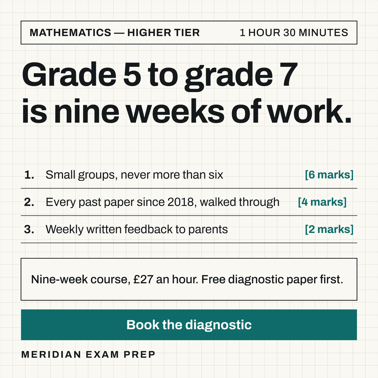 Exam Paper Grid GCSE Maths Revision Instagram Ad — 1:1 Instagram ad template