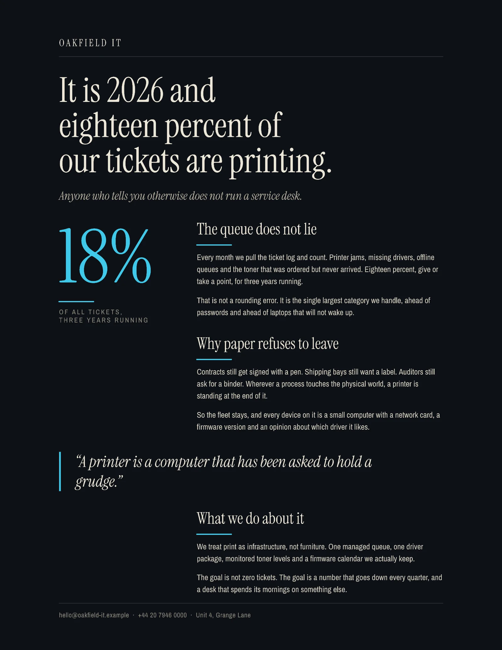 Printing Still One Pager — 2-page One pager template, page 2 of 2