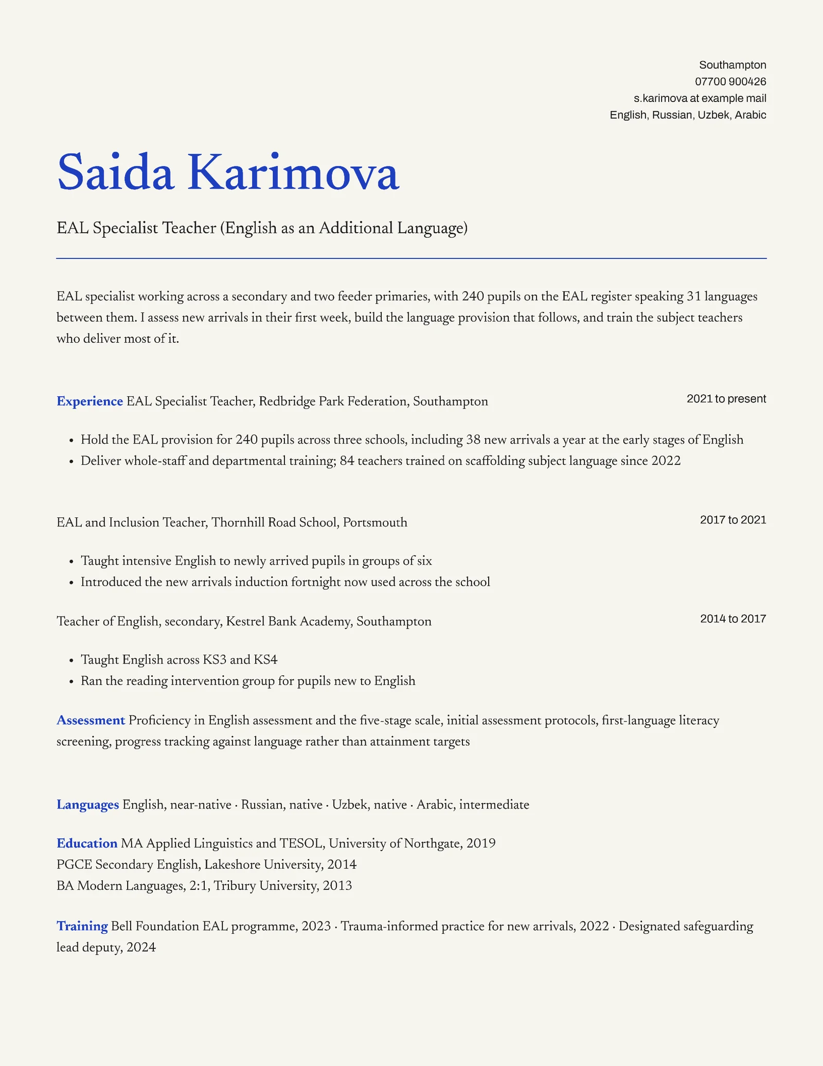Cobalt Lettersheet EAL Specialist Resume — Letter Resume template