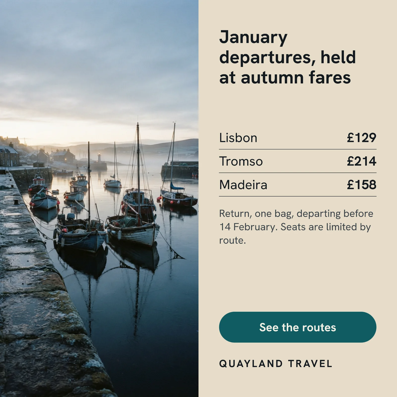 January Fares Travel Agency Instagram Ad — 1:1 Instagram ad template