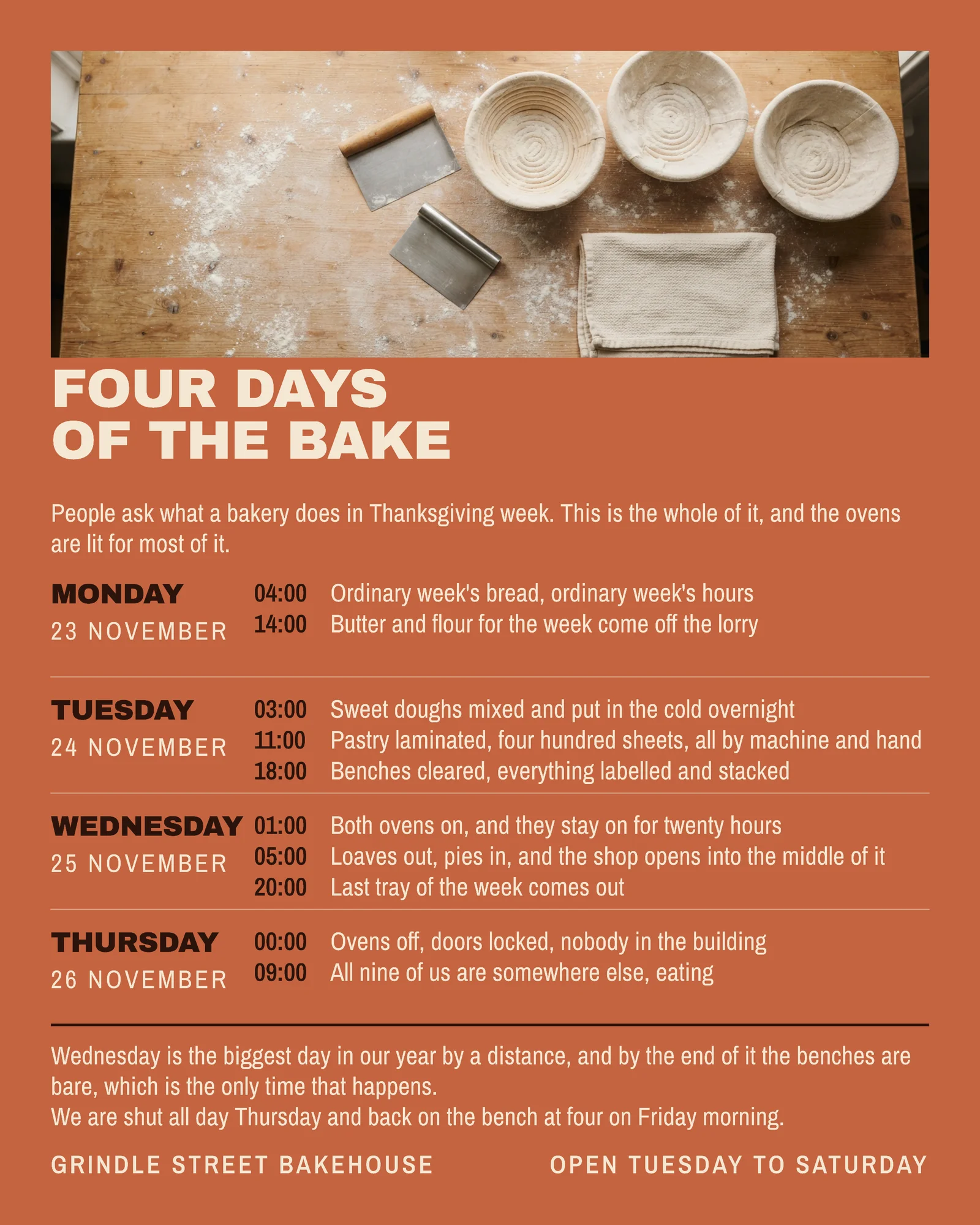 Clay Timestamp Rows Bakehouse Thanksgiving Week Facebook Post — 4:5 Facebook post template