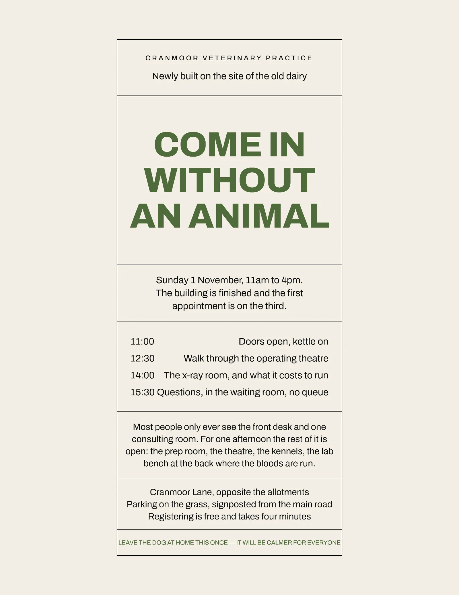 Bone Moss Label Column Veterinary Practice Open House Flyer — Letter Flyer template