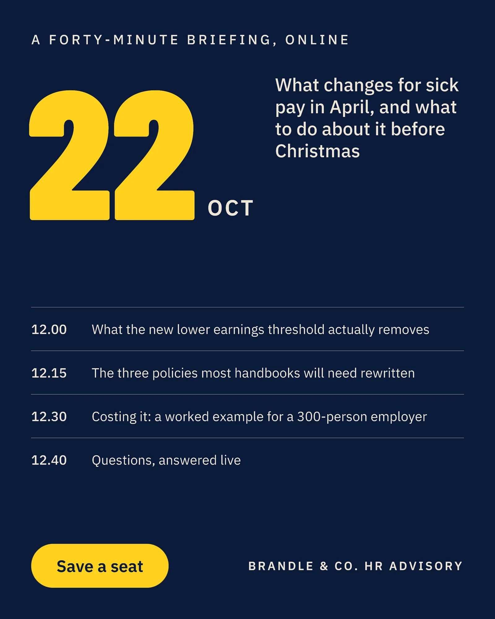 Midnight Date Block Sick Pay Briefing LinkedIn Ad — 4:5 LinkedIn ad template
