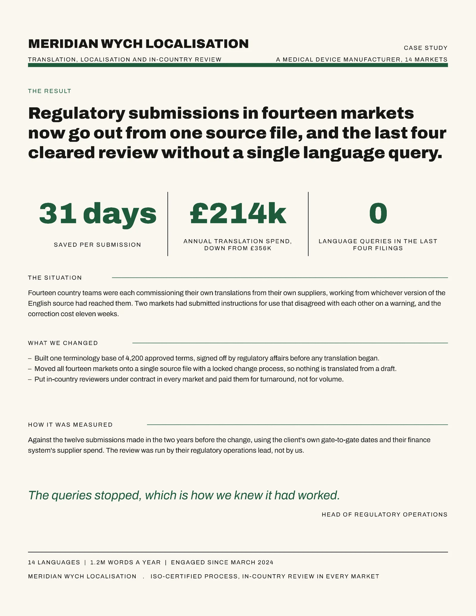 Localisation Agency Case Study One-Pager — Letter One pager template