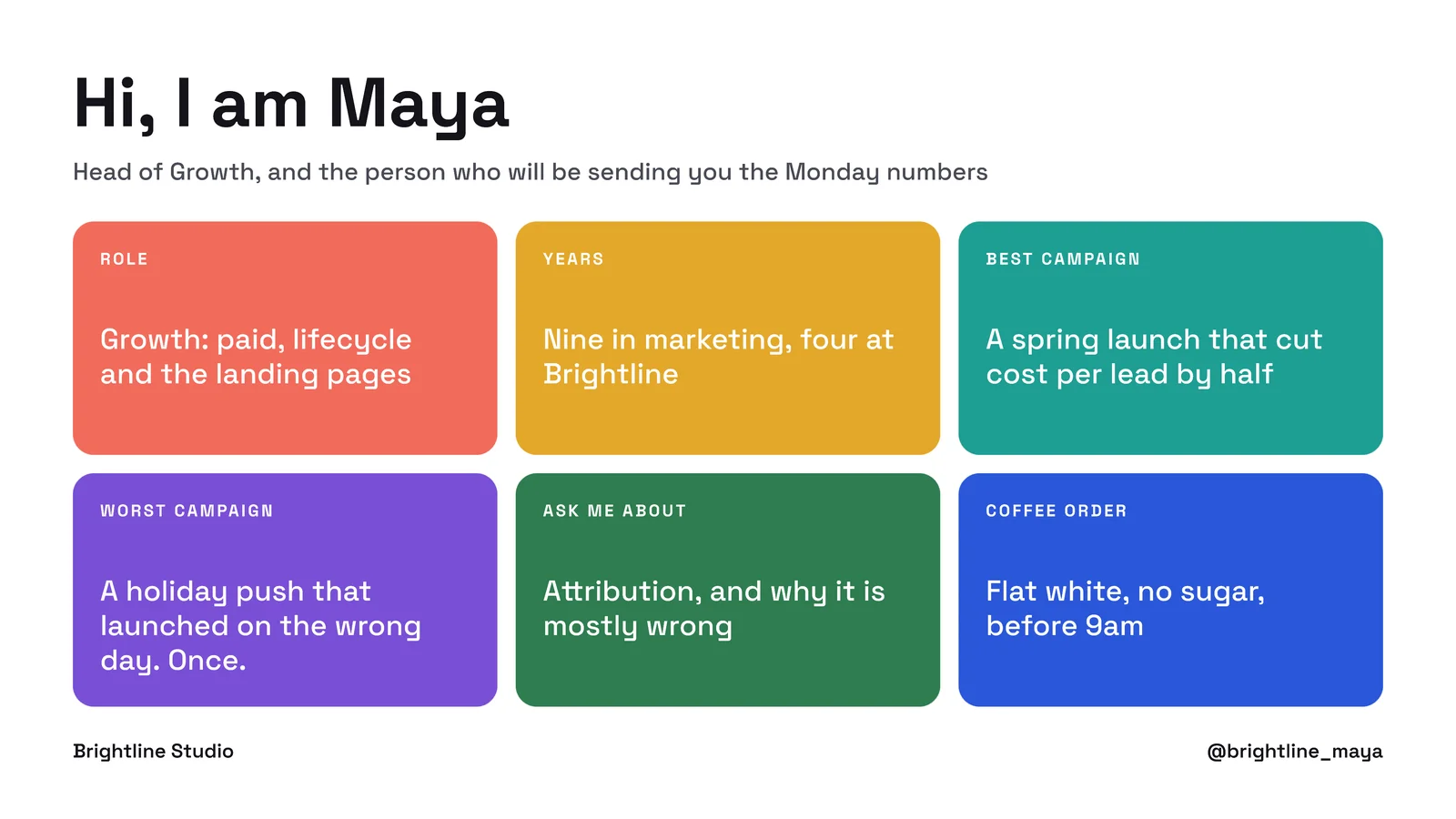 Tile Grid About Me Slide — 16:9 Slide template