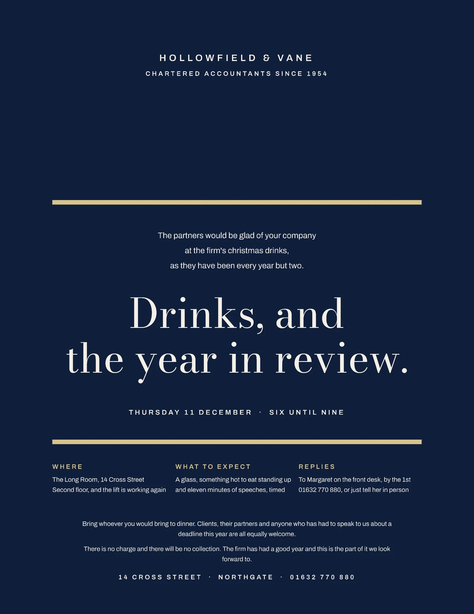 Navy Rule Sandwich Accountants Christmas Drinks Invitation — Letter Invitation template