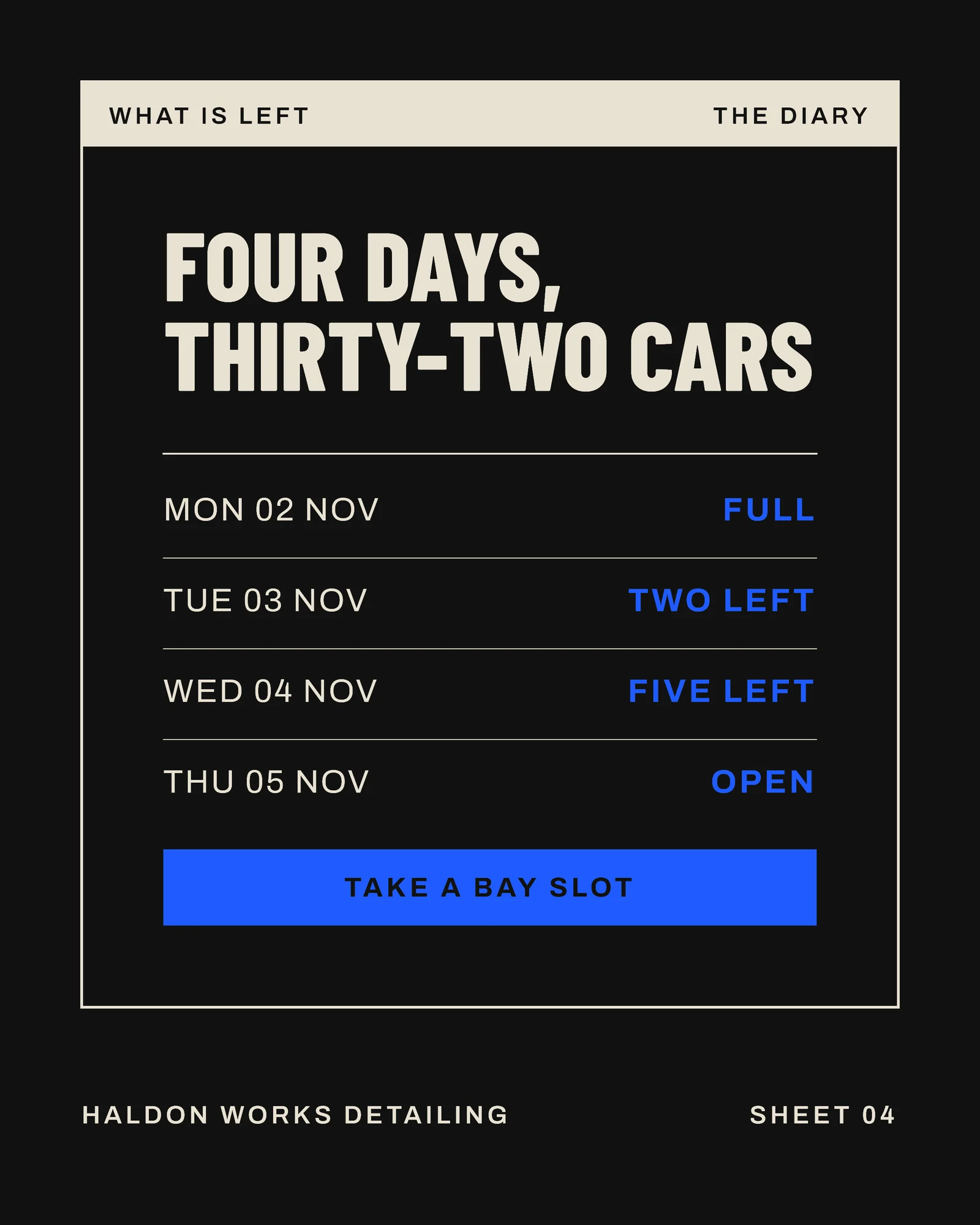 Near Black Electric Bay Slot Rows Detailer Diwali Valet Facebook Carousel — 4-panel Facebook carousel carousel template, page 4 of 4