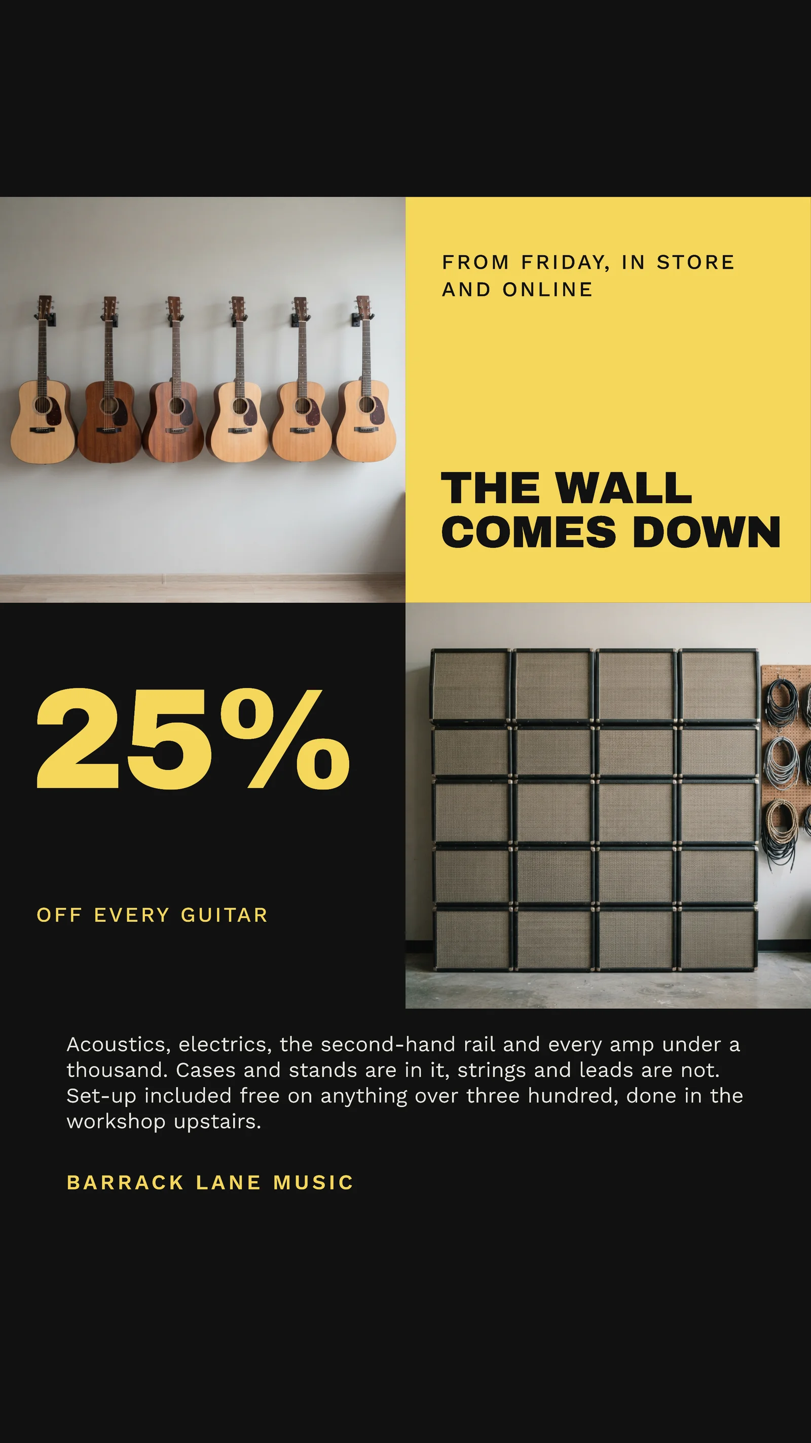 Ink Checkerboard Quad Music Shop Black Friday Guitars Instagram Story — 9:16 Instagram story template