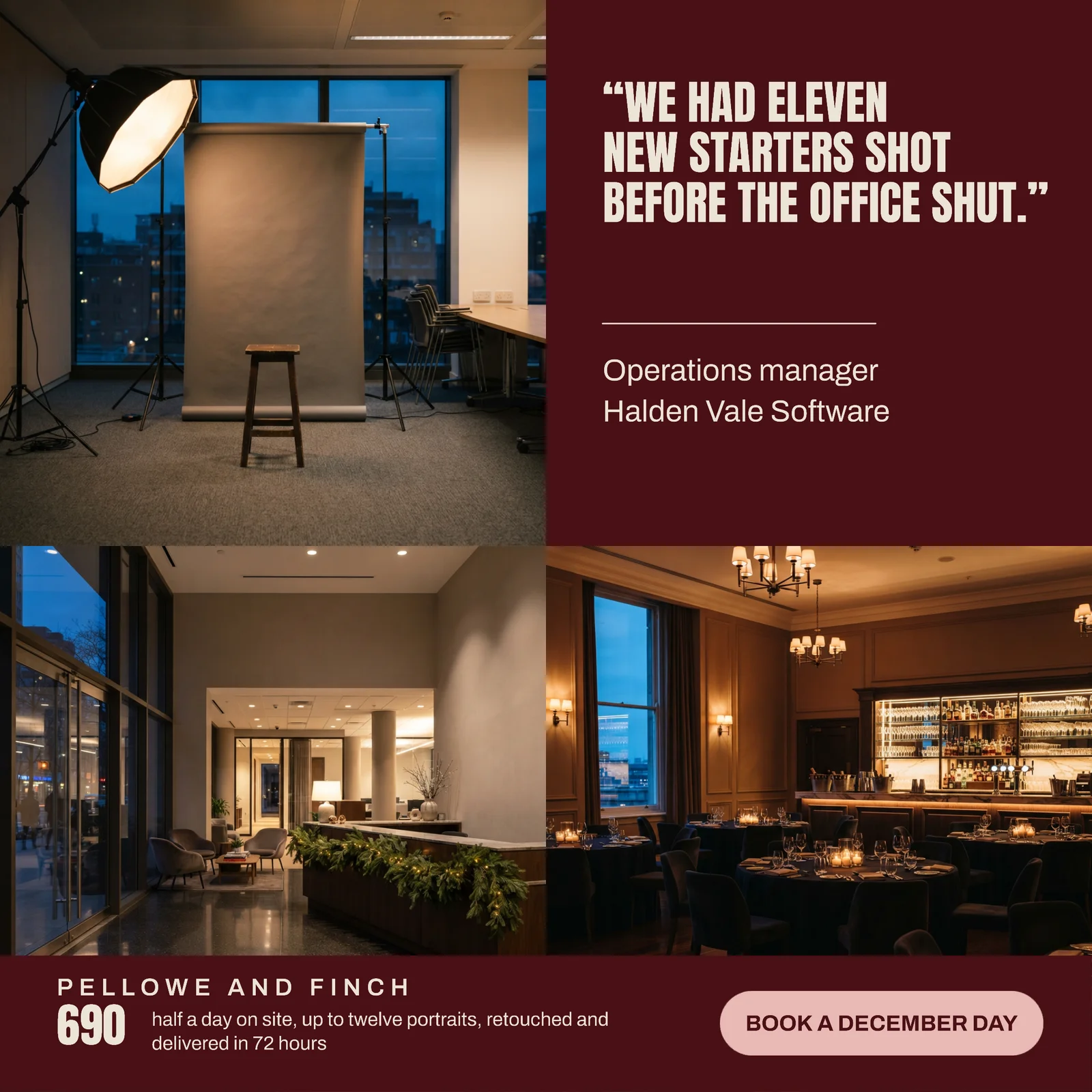 Corporate Photography December Portrait Days LinkedIn Ad — 1:1 LinkedIn ad template