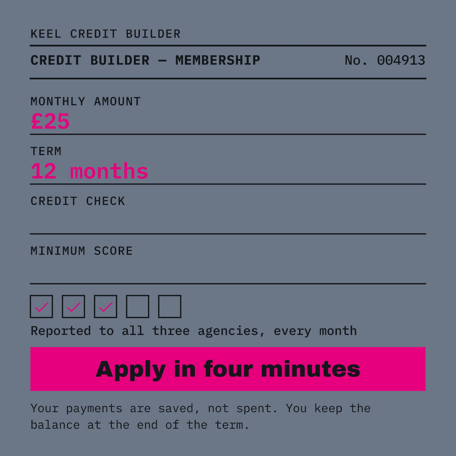 Carbon Application Form Credit Builder Facebook Ad — 1:1 Facebook ad template