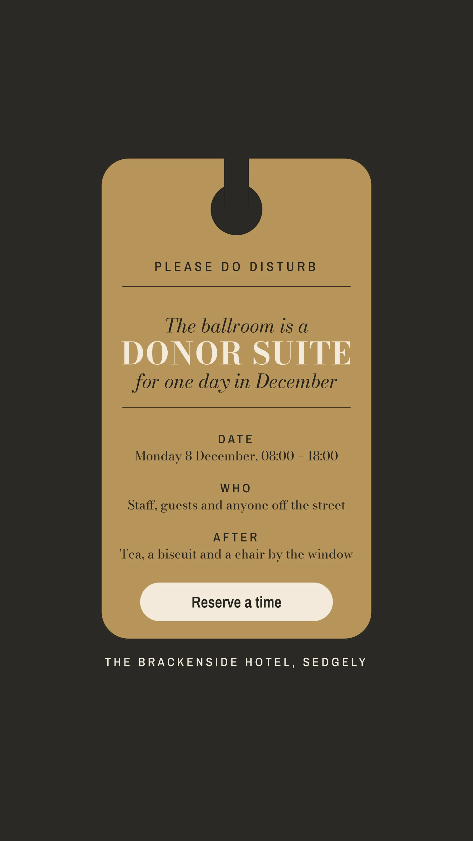 Charcoal Brass Door Hanger Hotel Blood Drive Instagram Story — 9:16 Instagram story template
