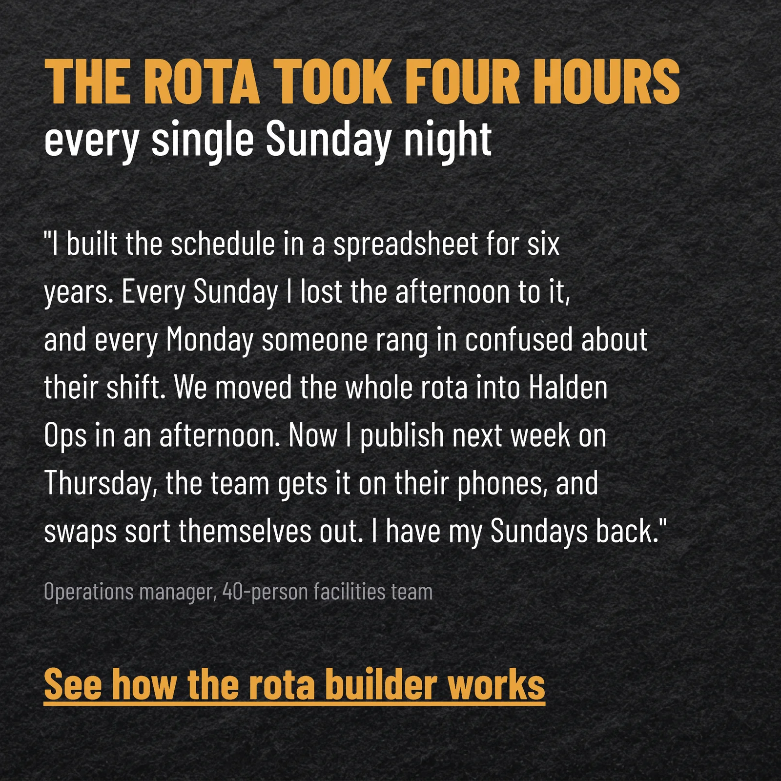 Crew Scheduling Testimonial Ad — 1:1 Instagram ad template
