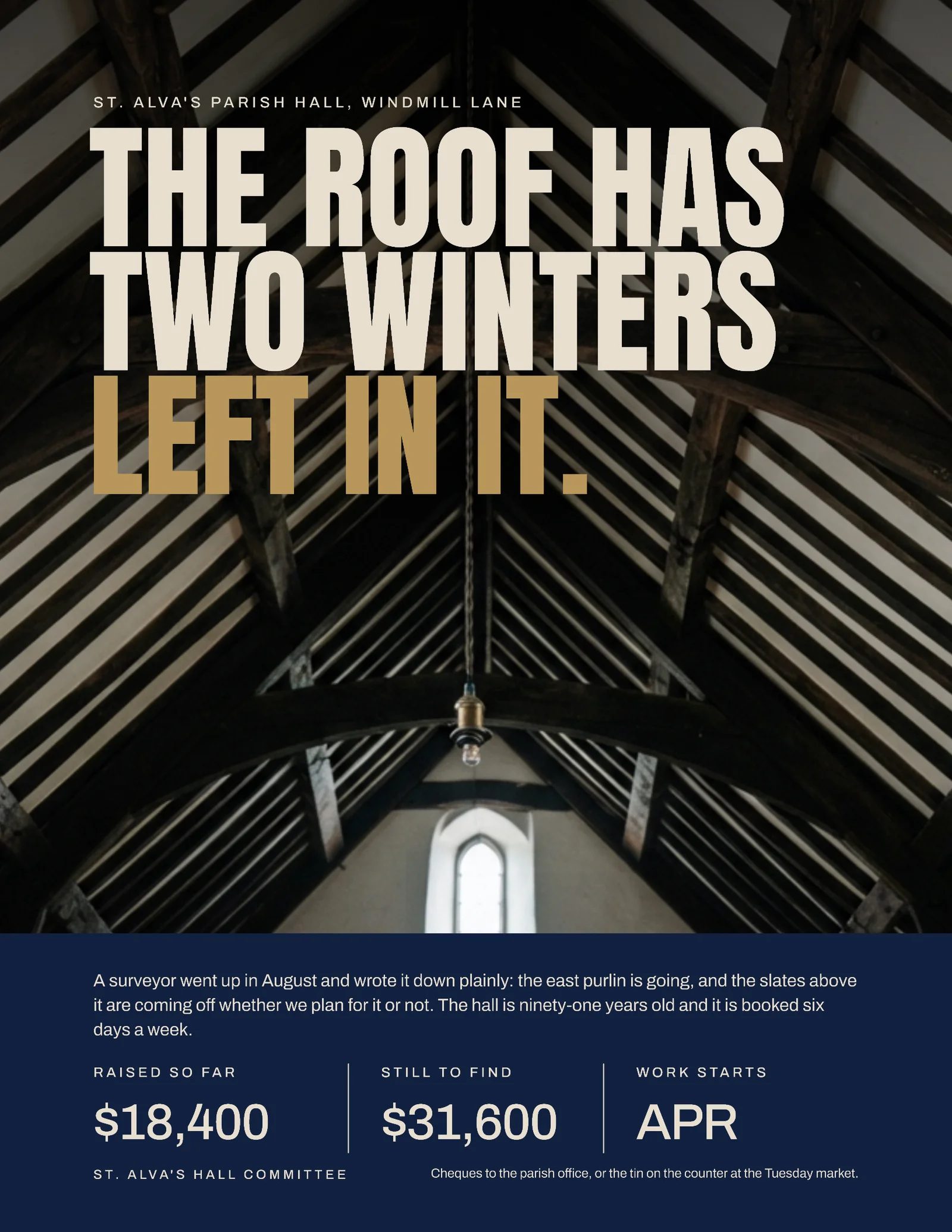 Ink Brass Full Bleed Parish Hall Roof Fund Flyer — Letter Flyer template