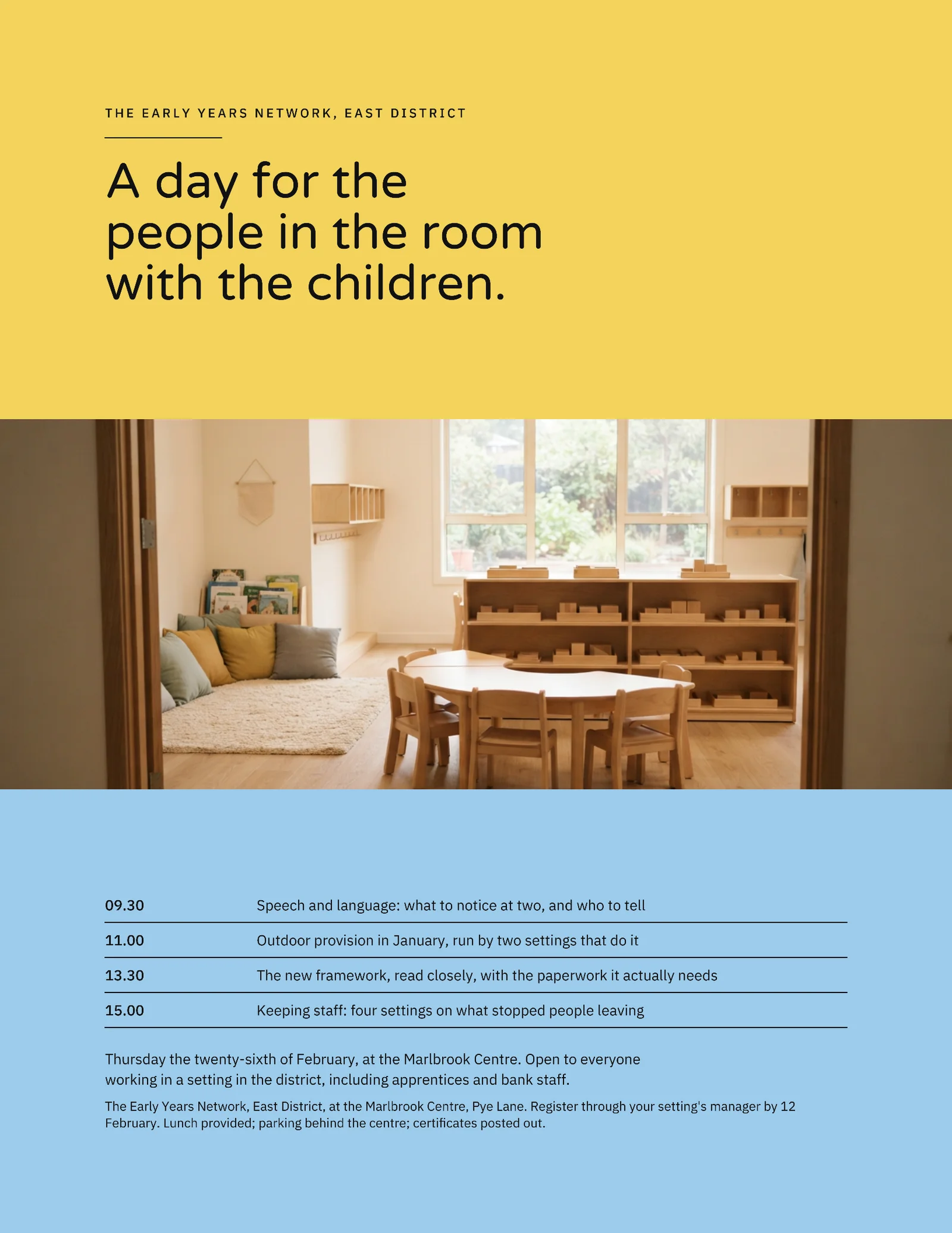 Butter Sky Banded Thirds Early Years Conference Invitation — Letter Invitation template