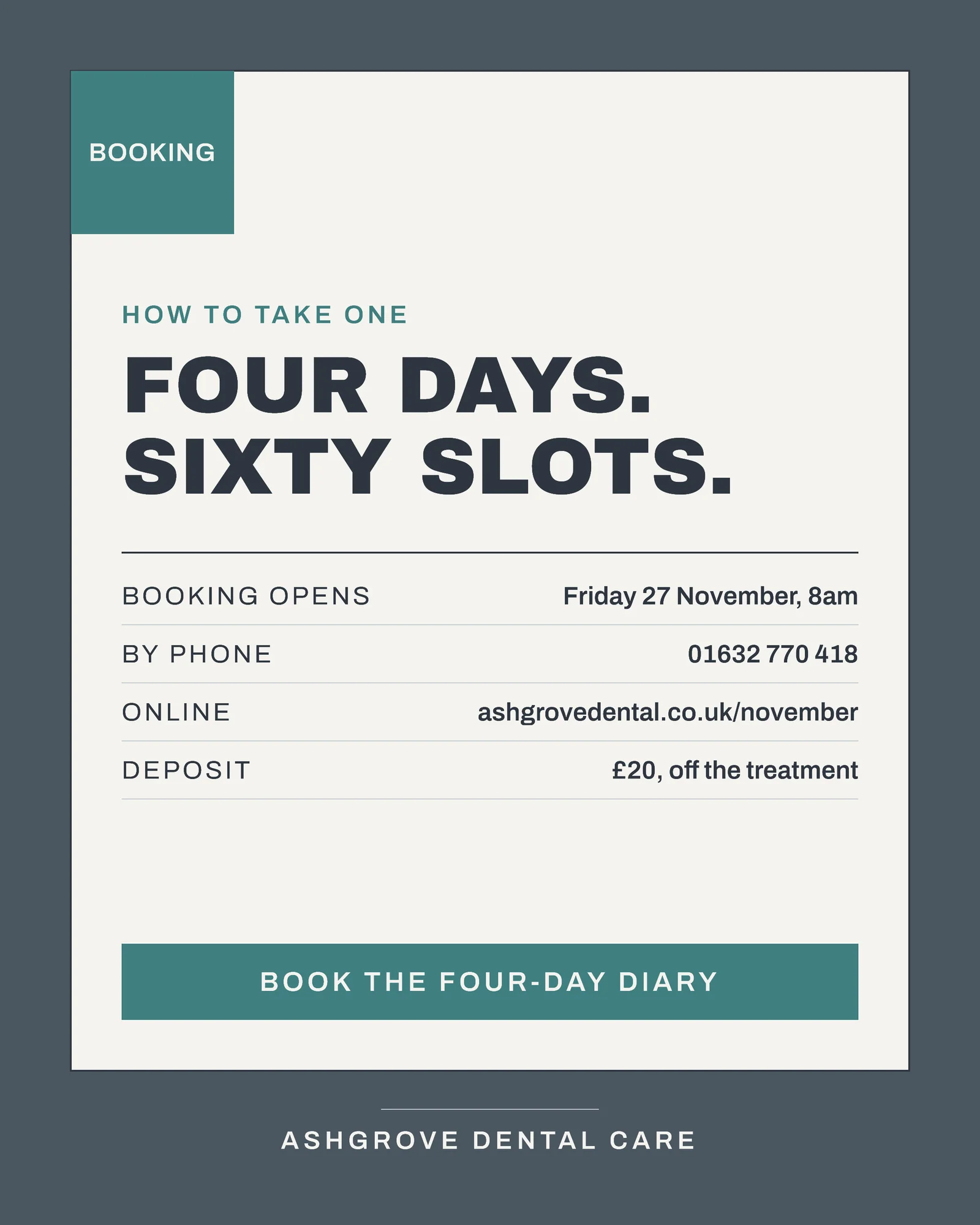 Slate Teal Card Stack Dental Black Friday Diary Facebook Carousel — 5-panel Facebook carousel carousel template, page 5 of 5