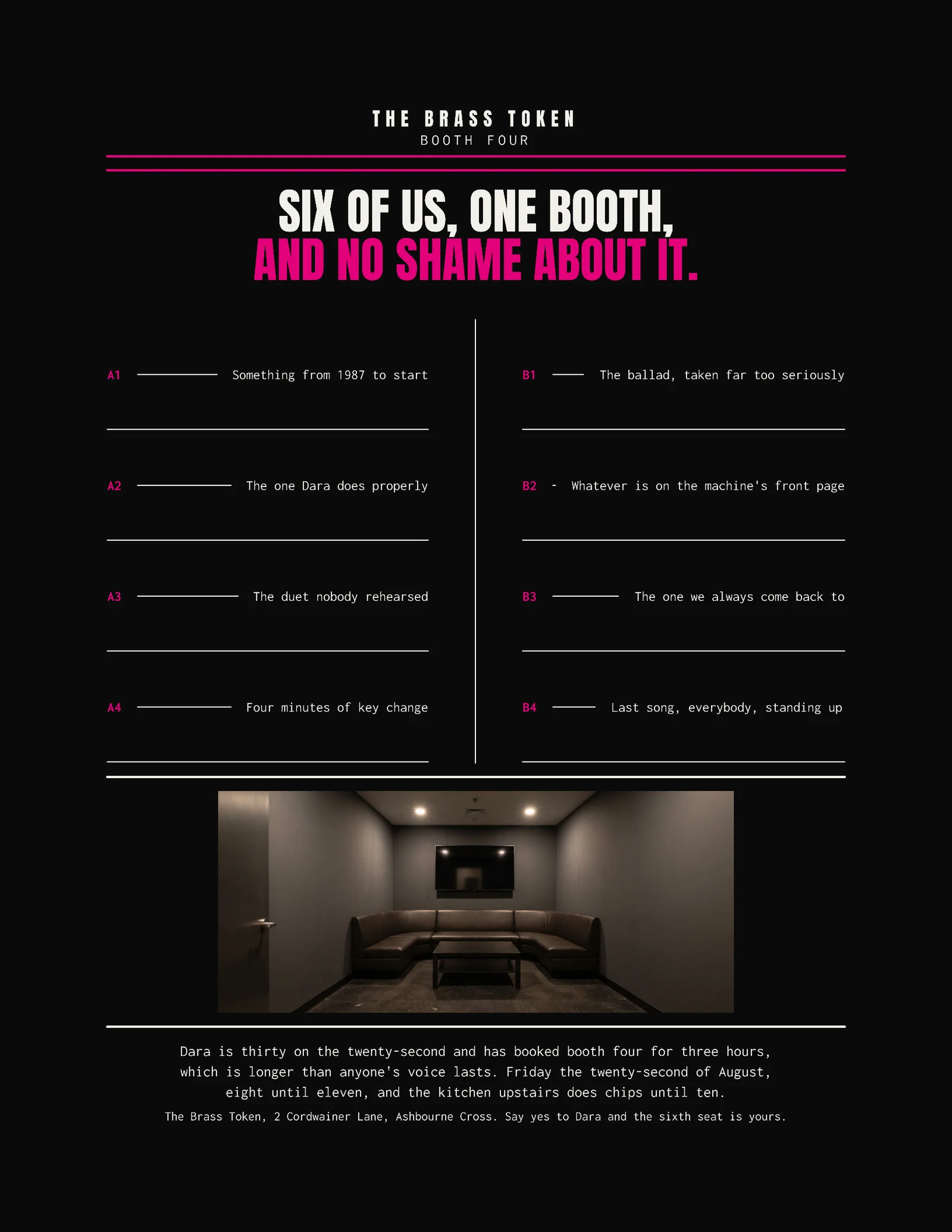 Near Black Magenta Song Index Karaoke Birthday Invitation — Letter Invitation template