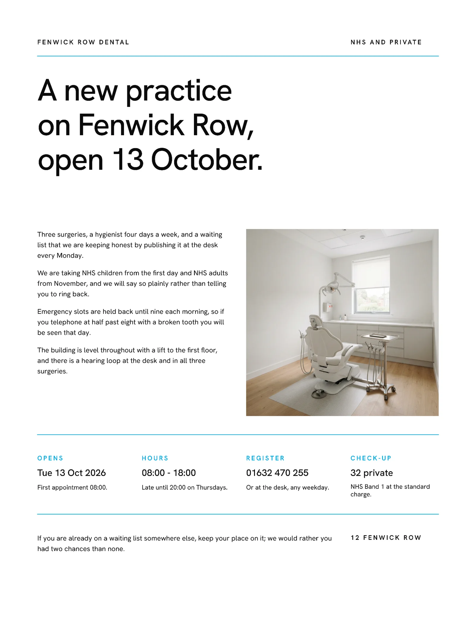 White Swiss Grid Dental Grand Opening Invitation — Letter Invitation template