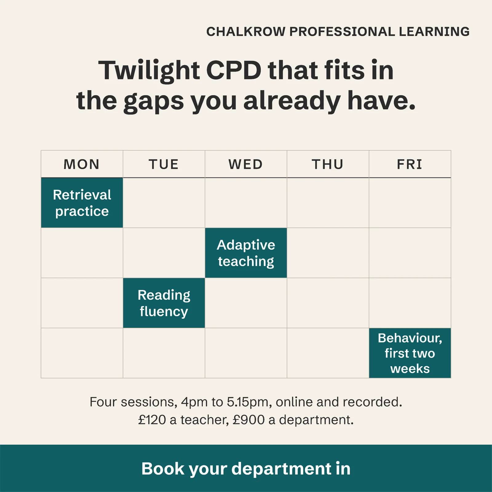 Timetable Grid Teacher CPD Instagram Ad — 1:1 Instagram ad template
