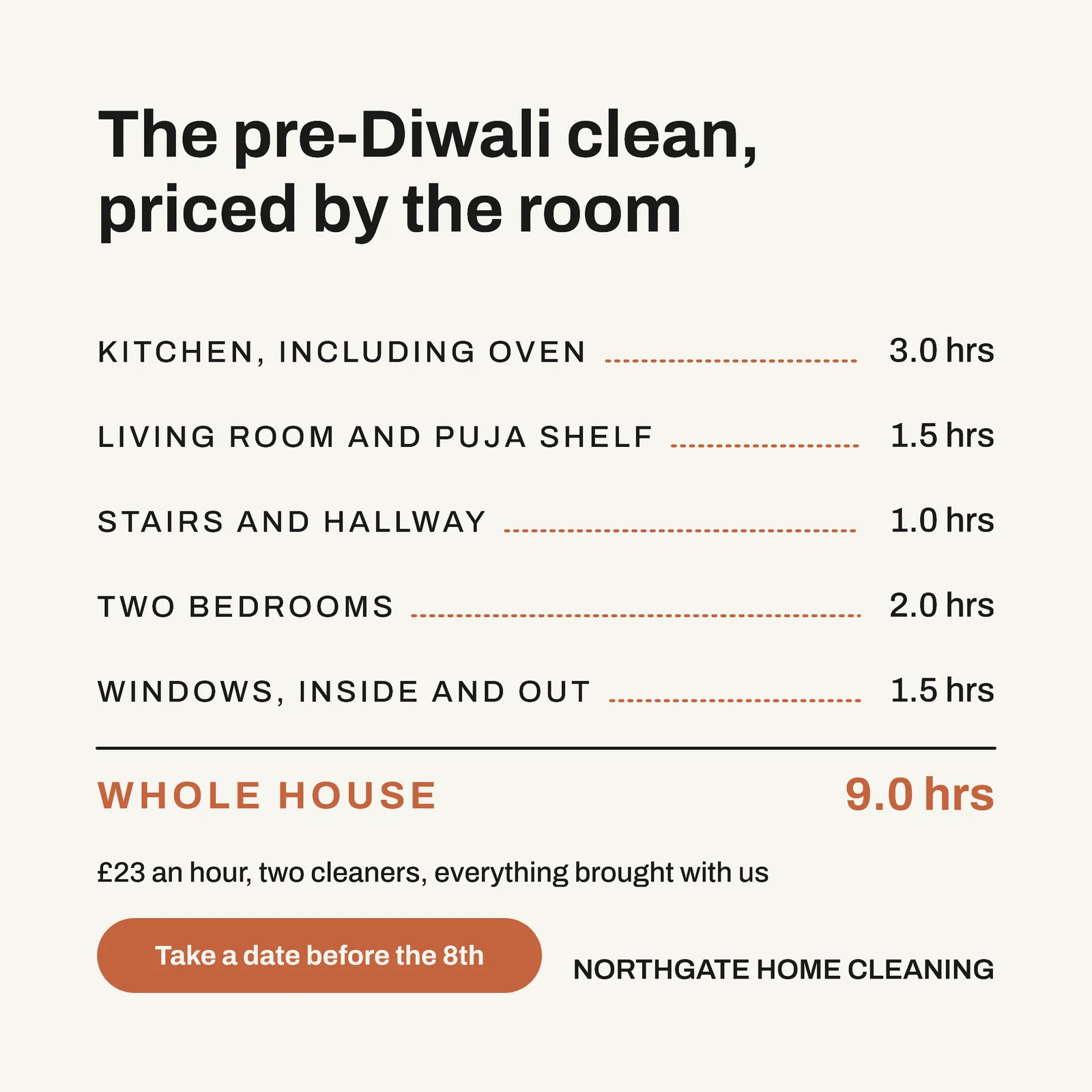 Home Cleaning Diwali Deep Clean Facebook Ad — 1:1 Facebook ad template