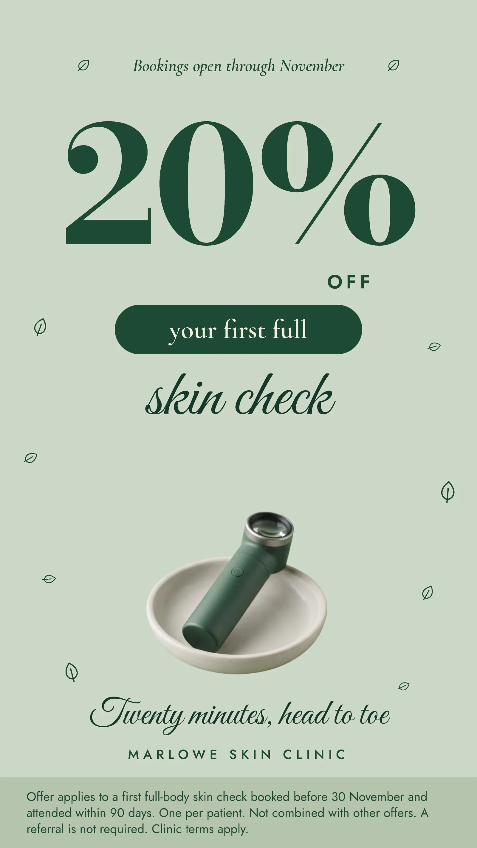 Sage Serif Offer Skin Check Clinic Ad — 9:16 Instagram ad template