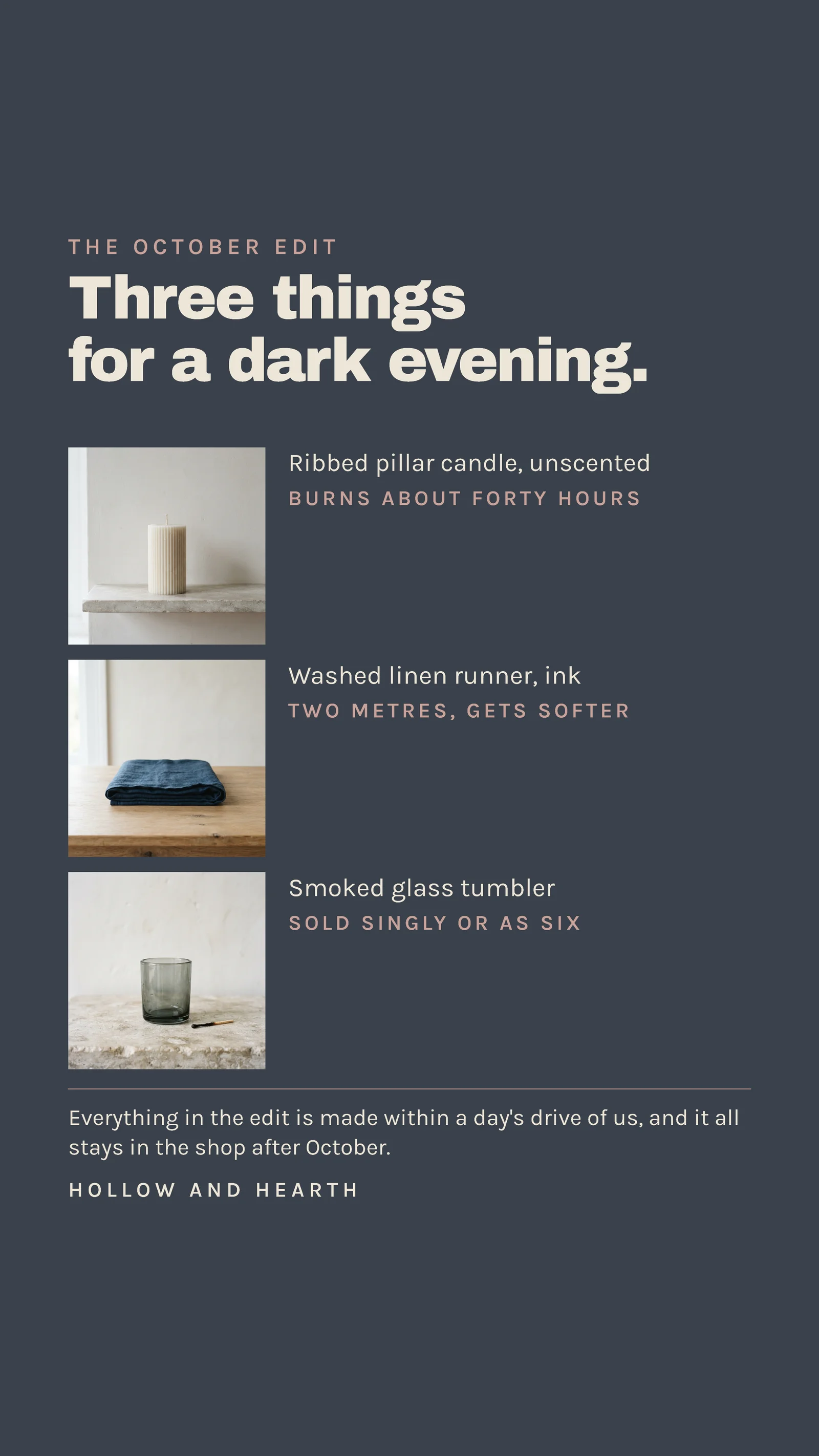 Slate Product Stack Candle Shop October Edit Instagram Story — 9:16 Instagram story template
