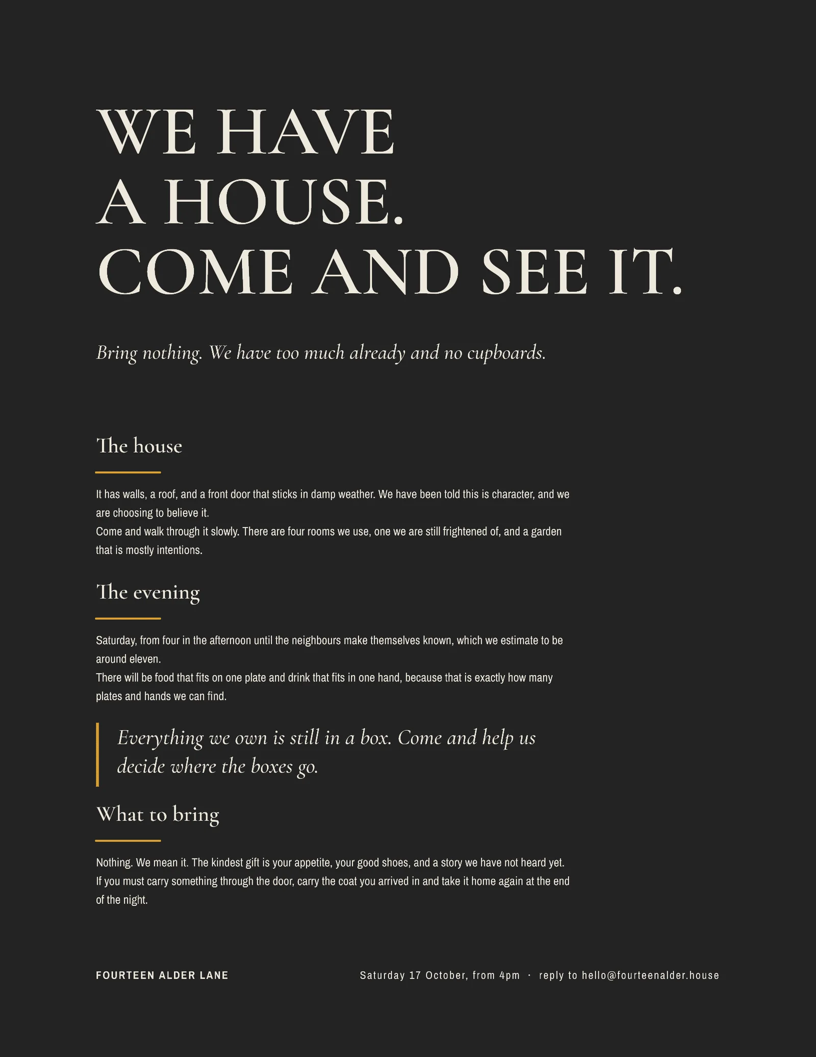 Party Housewarming Invitation — Letter Invitation template