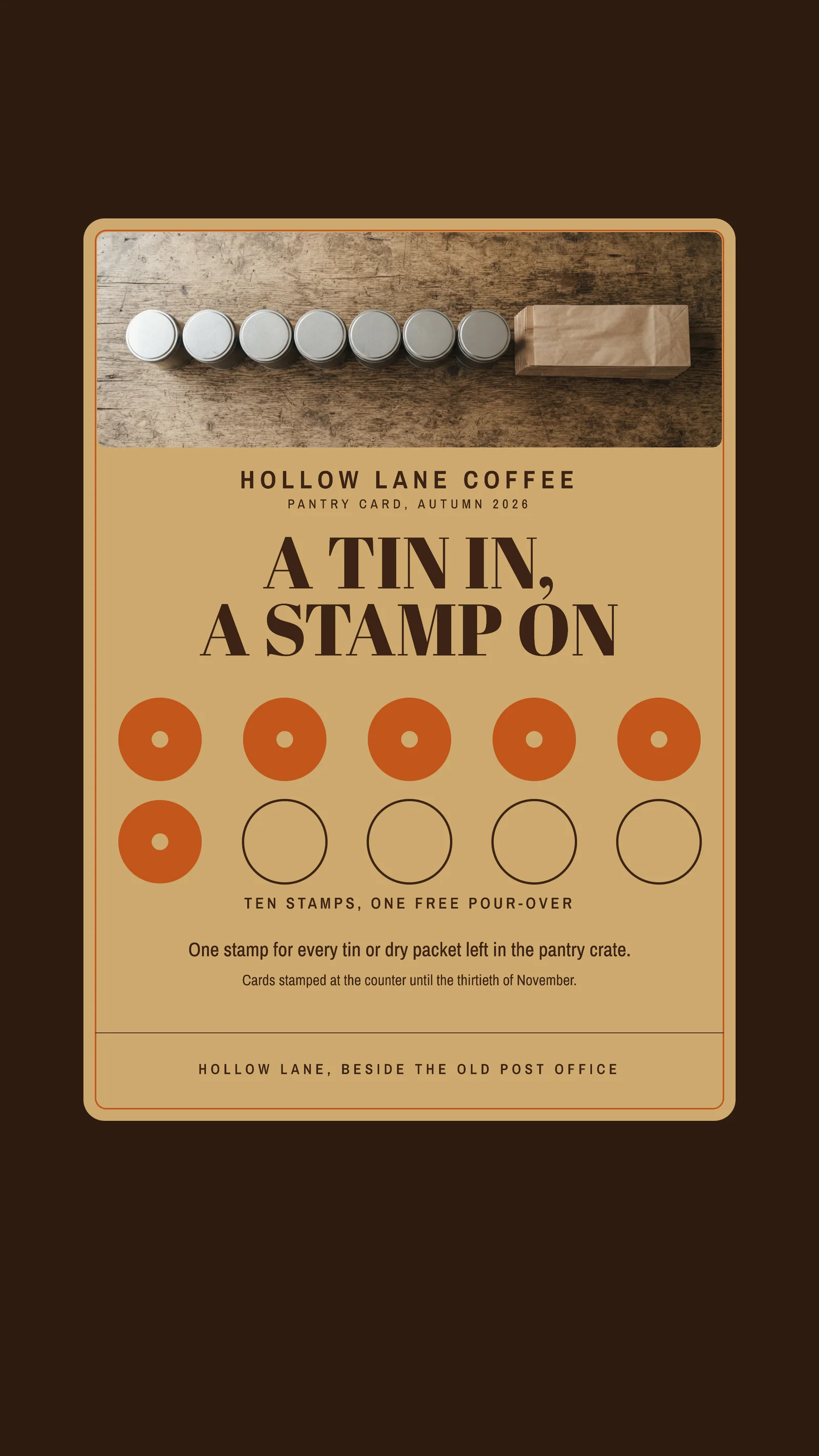 Punch Card Coffee House Pantry Card Instagram Story — 9:16 Instagram story template