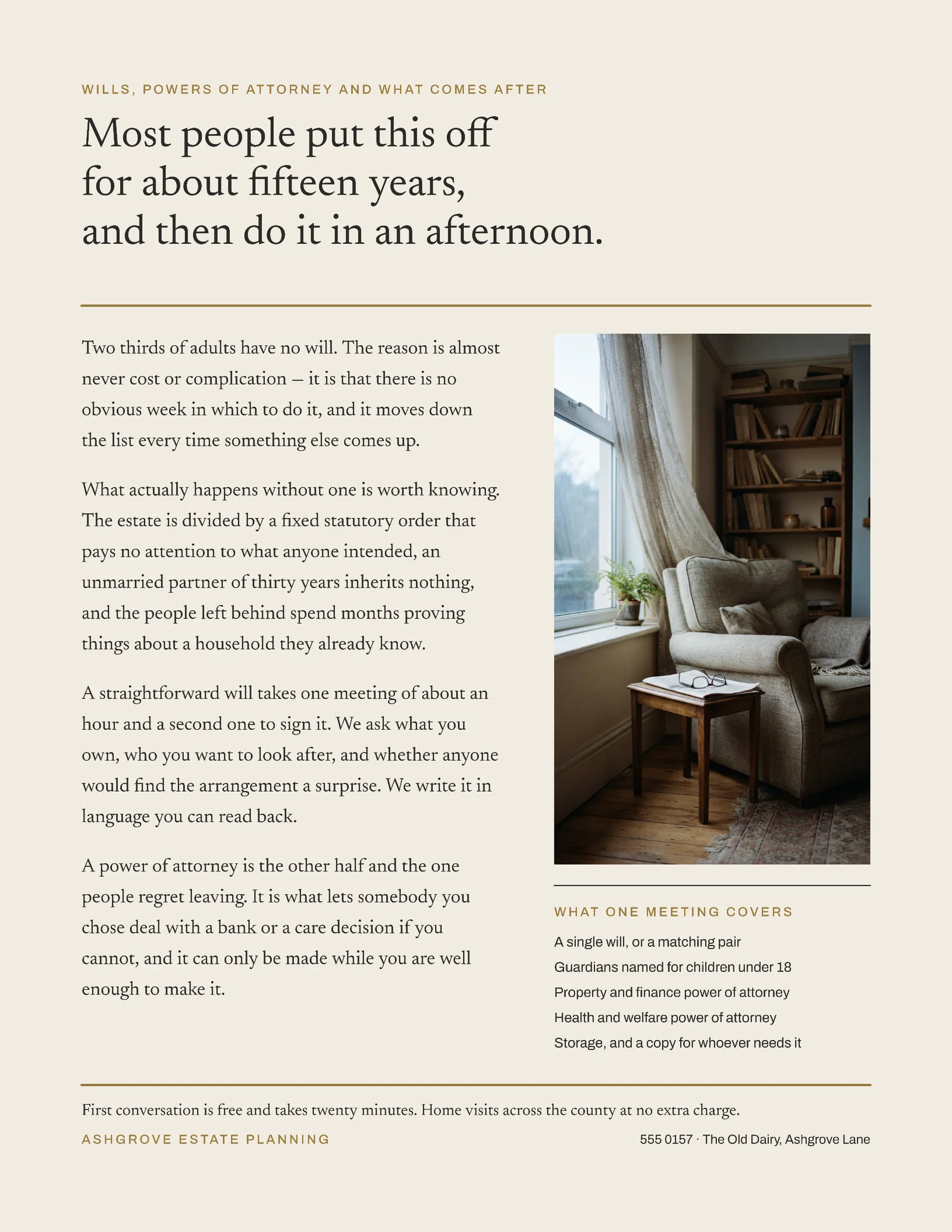 Charcoal Brass Two Column Estate Planning Flyer — Letter Flyer template