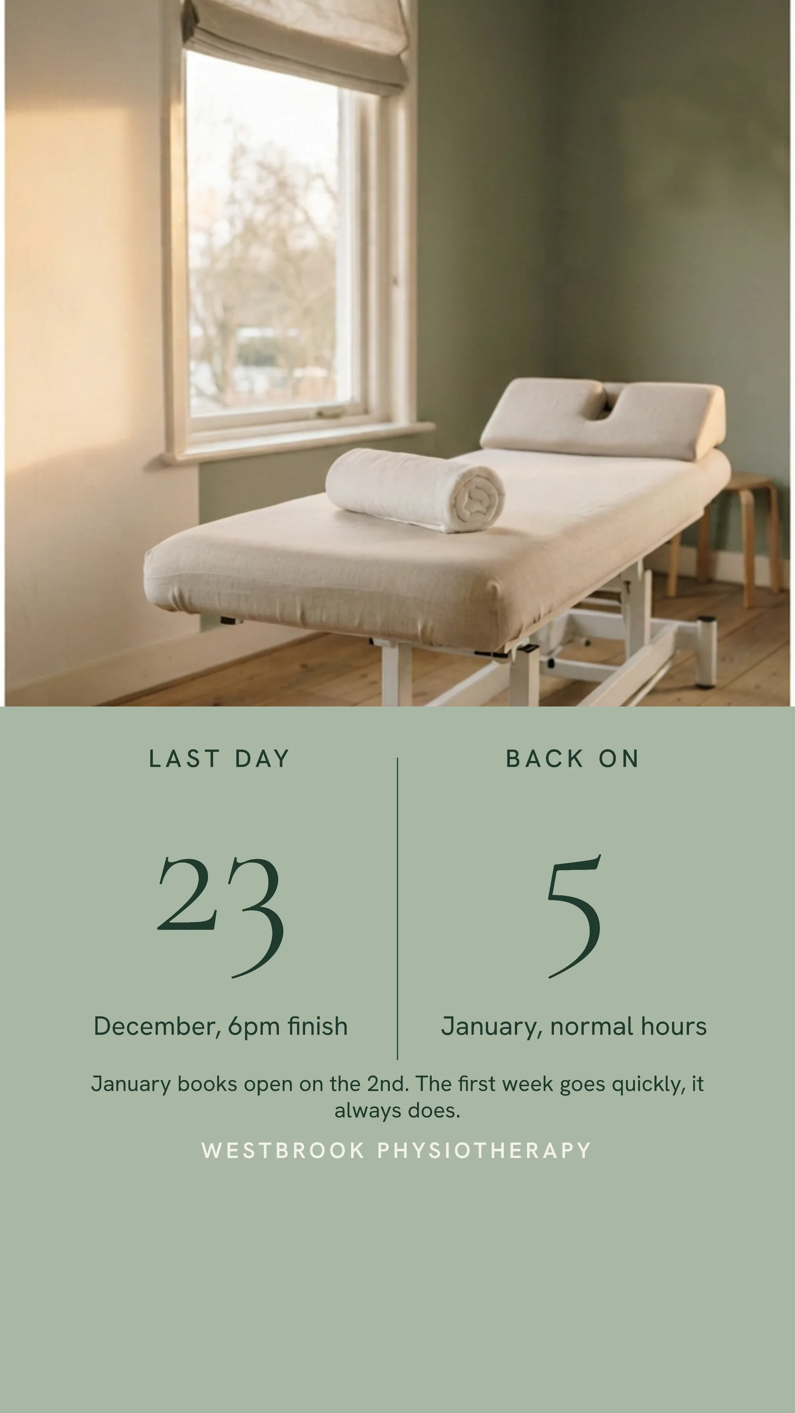 Clinic Closure Dates Physio Facebook Story — 9:16 Facebook story template