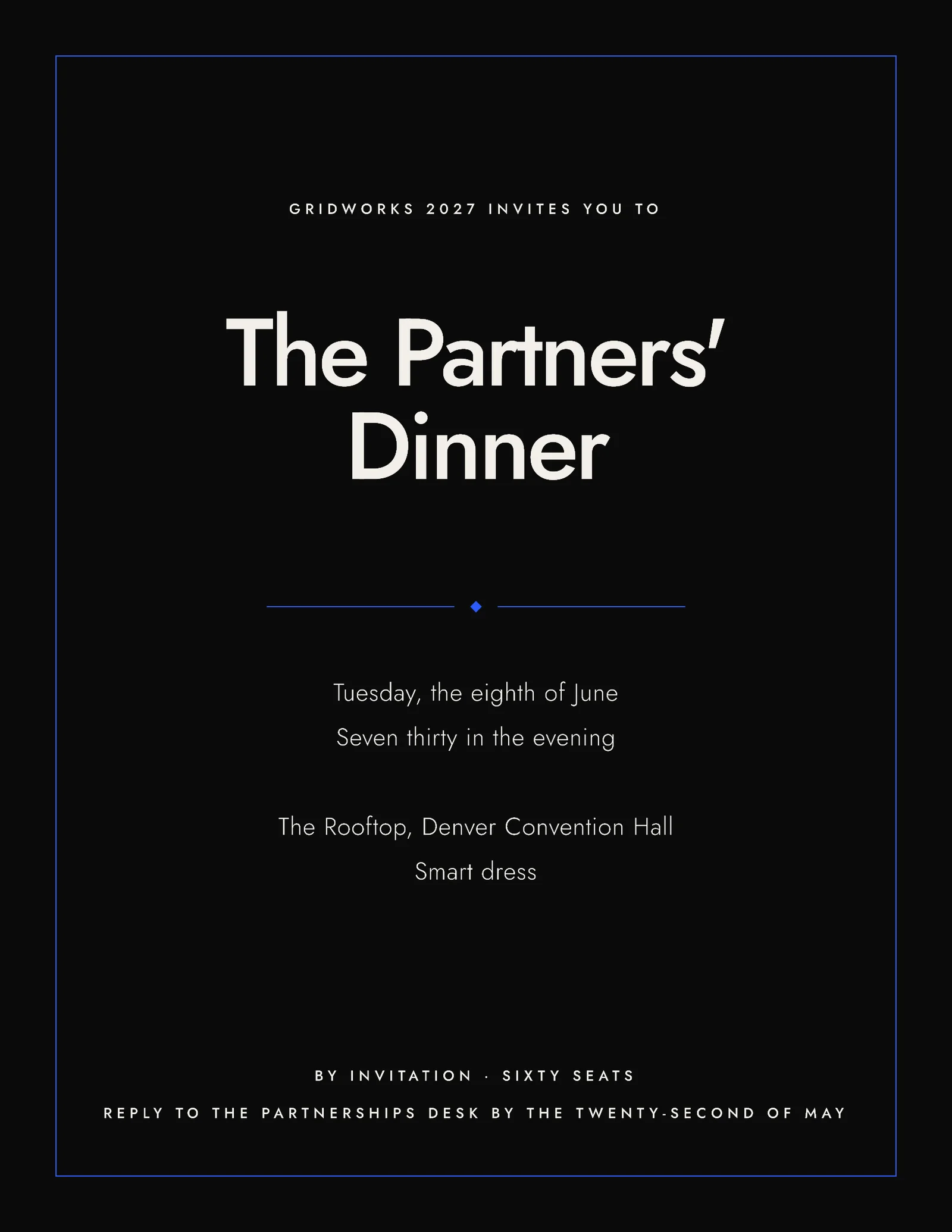 Typographic Conference Dinner Invitation — Letter Invitation template