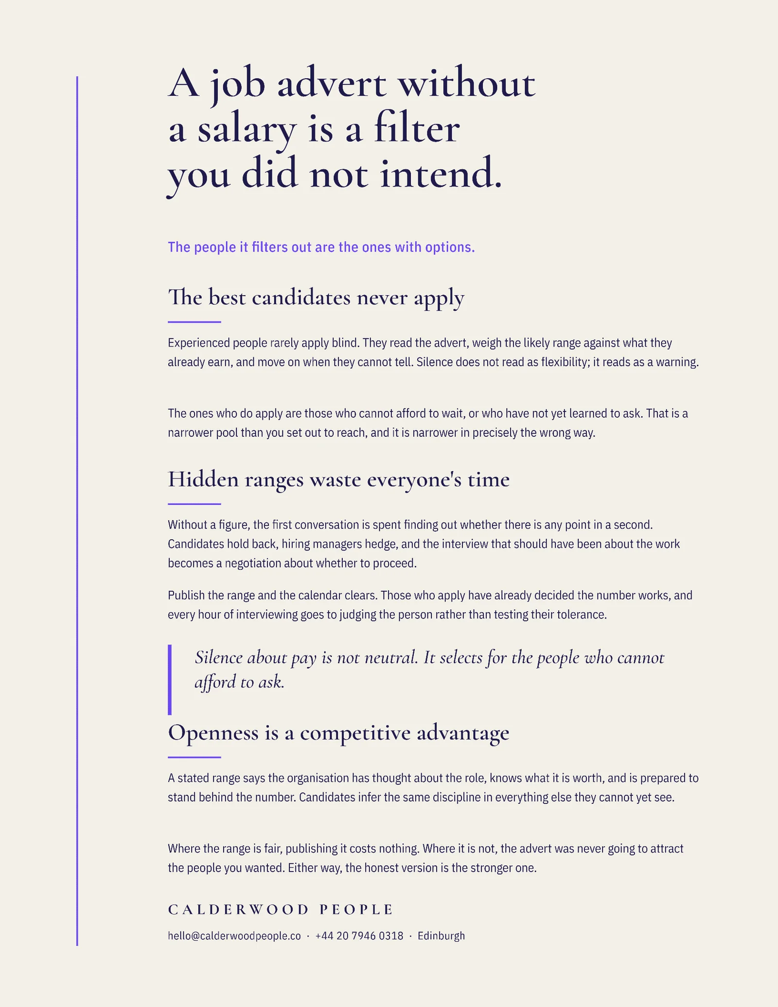 Advert Without Salary One Pager — 2-page One pager template, page 2 of 2