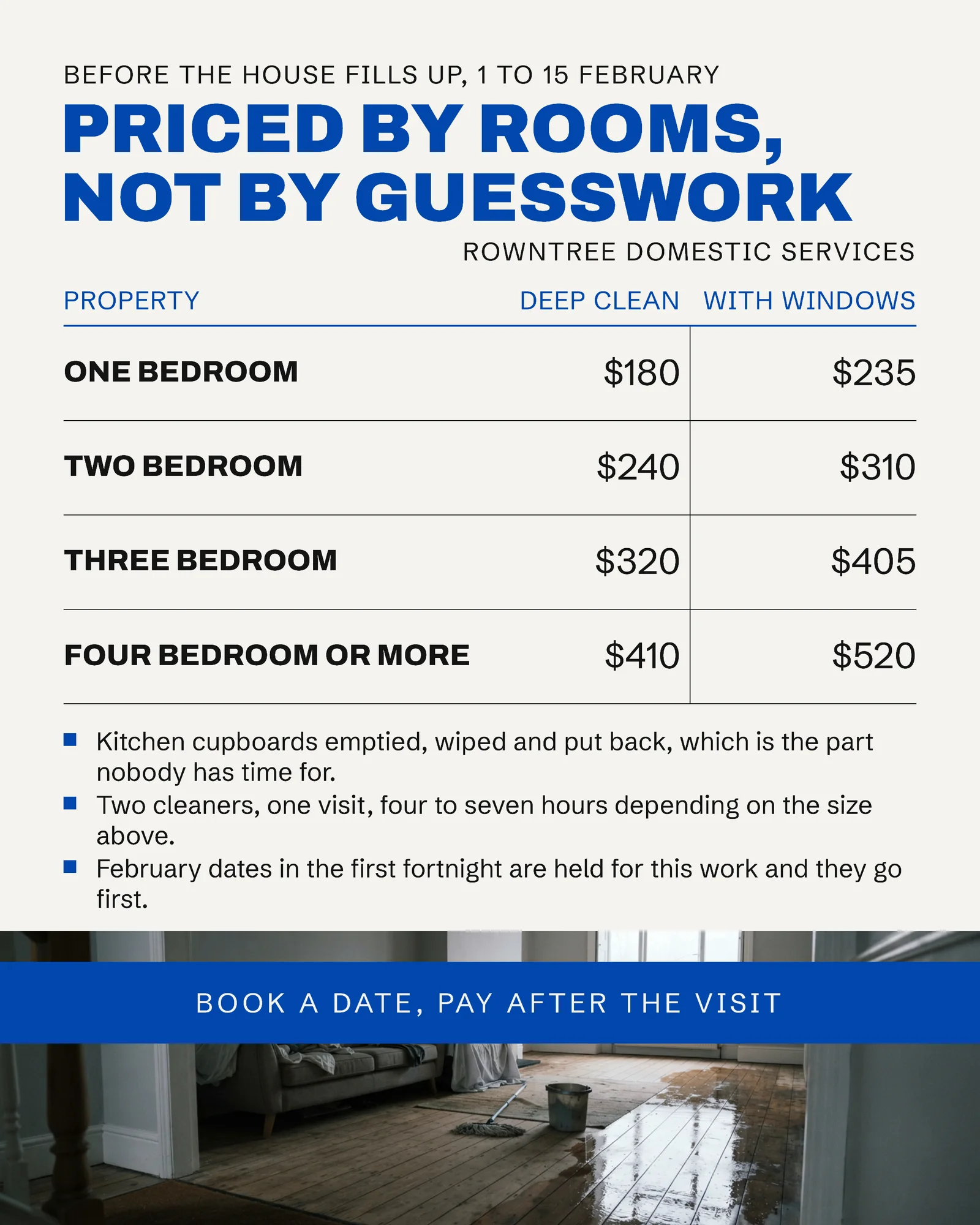 Chalk Cobalt Room Count Matrix Domestic Deep Clean Instagram Ad — 4:5 Instagram ad template