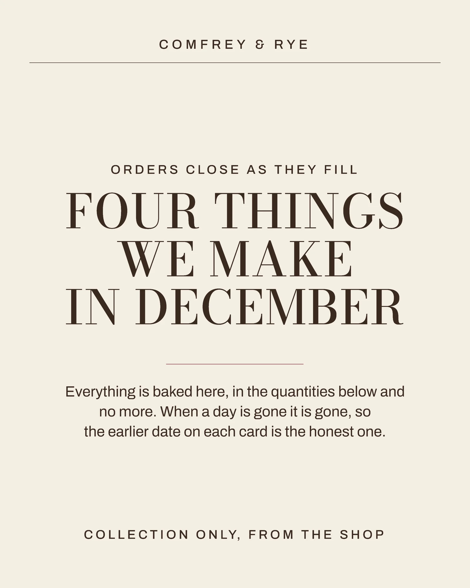 Ivory Claret Catalogue Bakery Christmas Order Card Instagram Carousel — 5-panel Instagram carousel carousel template, page 1 of 5