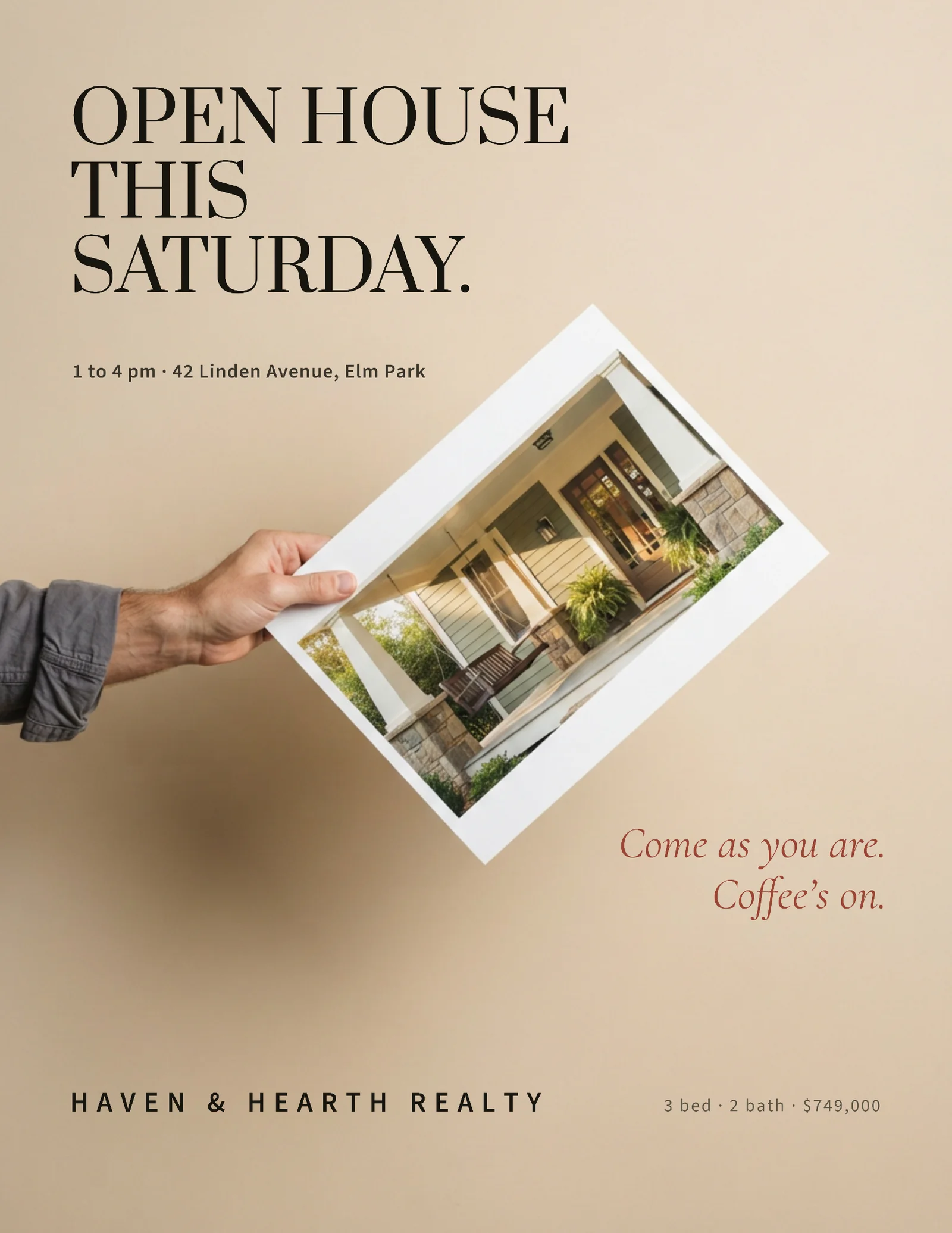 Warm Neutral Open House Flyer — Letter Flyer template