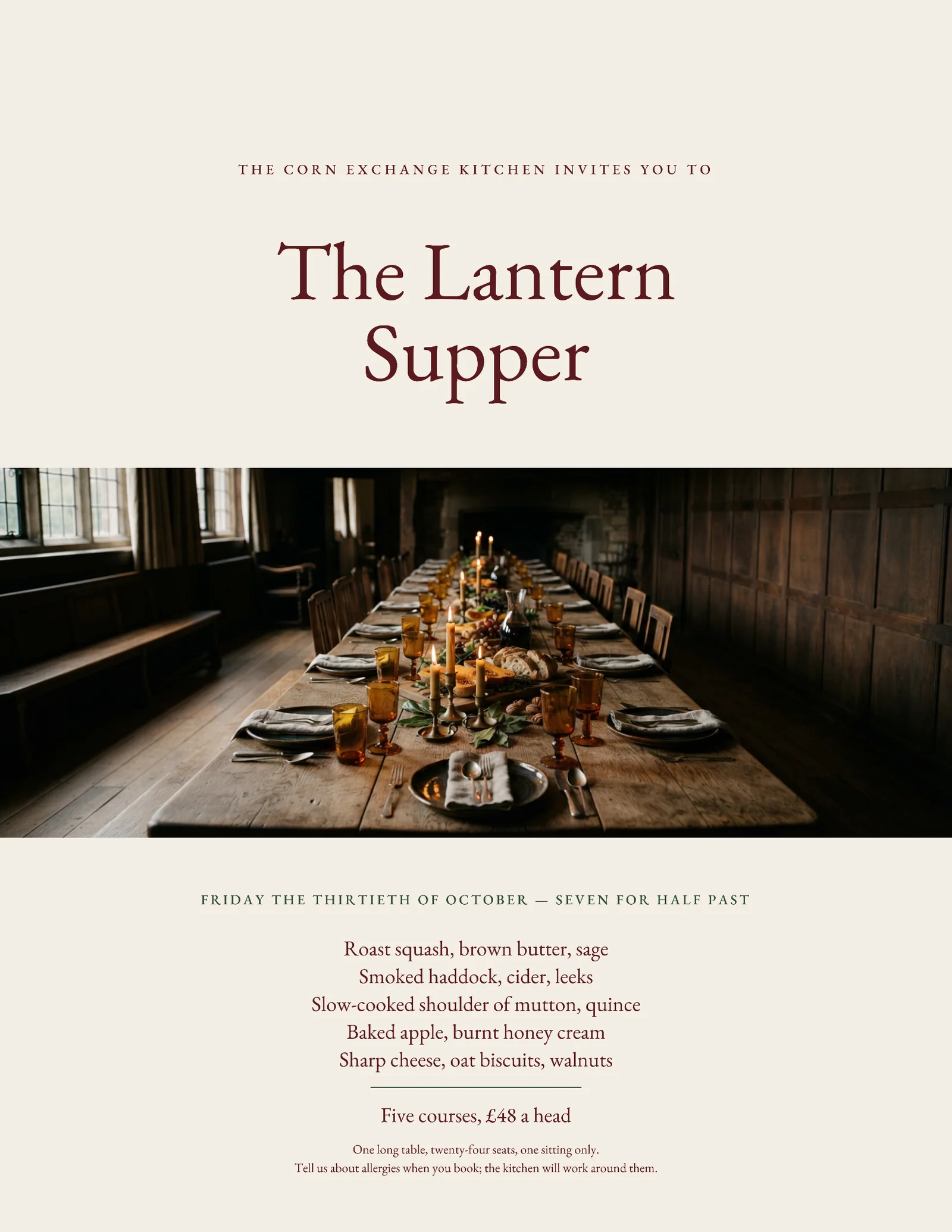 Restaurant Supper Club Centre Band Halloween Invitation — Letter Invitation template
