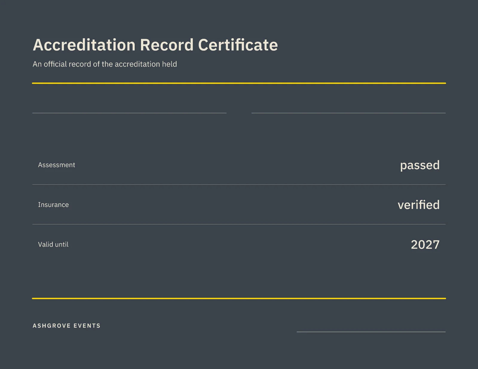 Accreditation Record Certificate — Letter landscape Certificate template