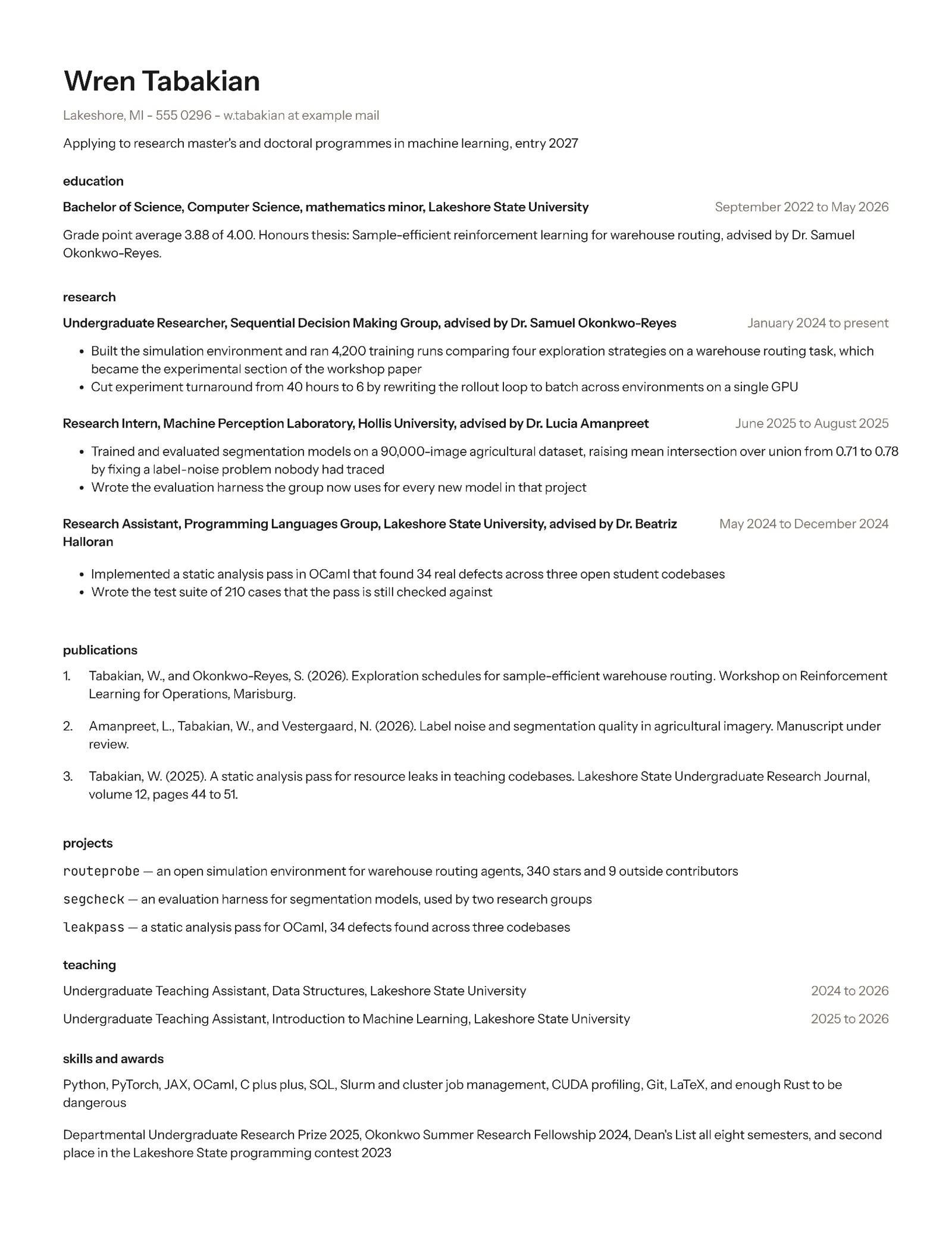Graduate School Application Resume — Letter Resume template