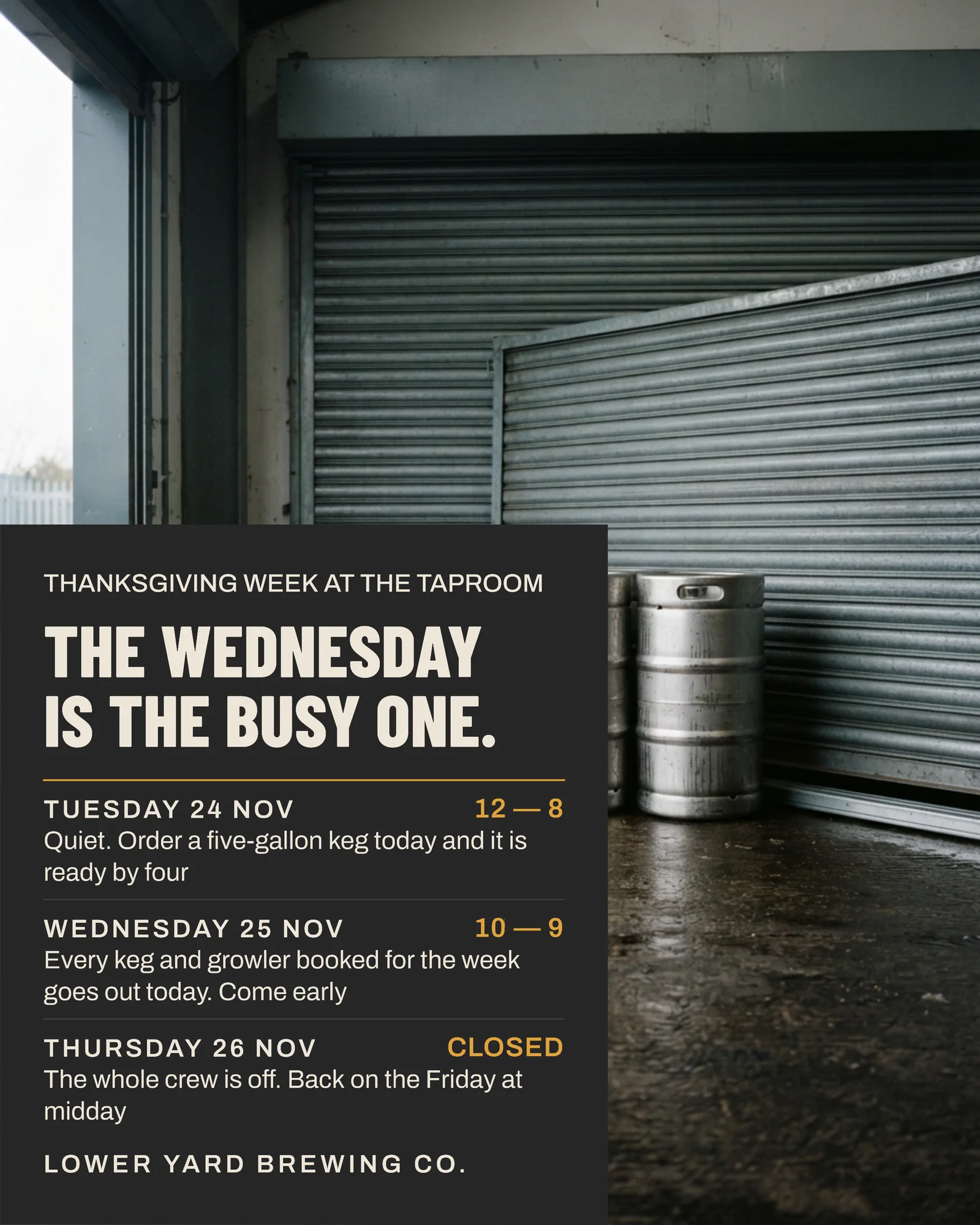 Charcoal Corner Block Brewery Thanksgiving Eve Pickup Facebook Ad — 4:5 Facebook ad template