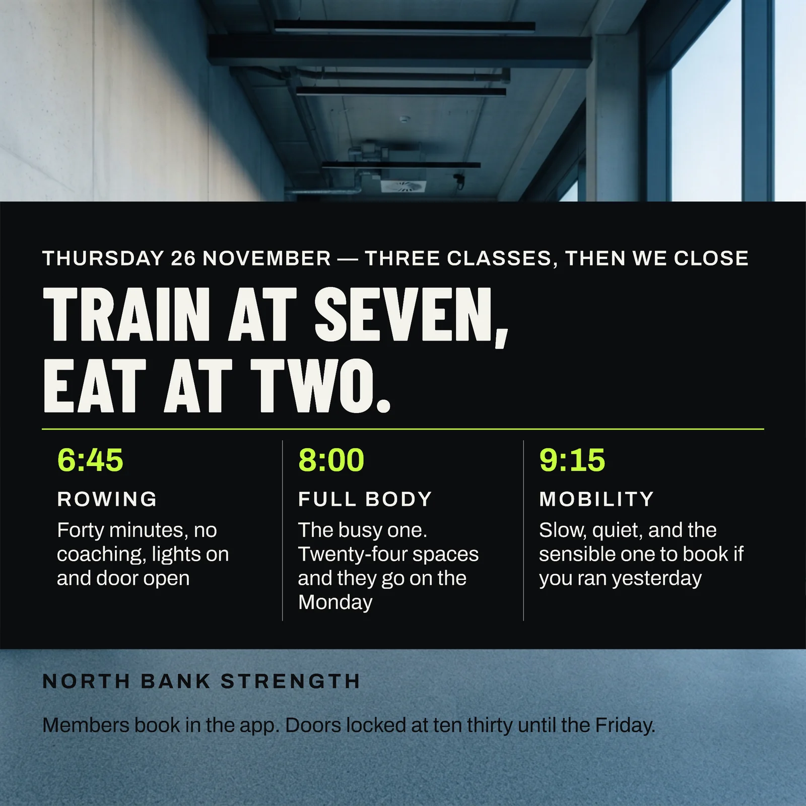 Ink Centre Band Gym Thanksgiving Morning Classes Facebook Ad — 1:1 Facebook ad template