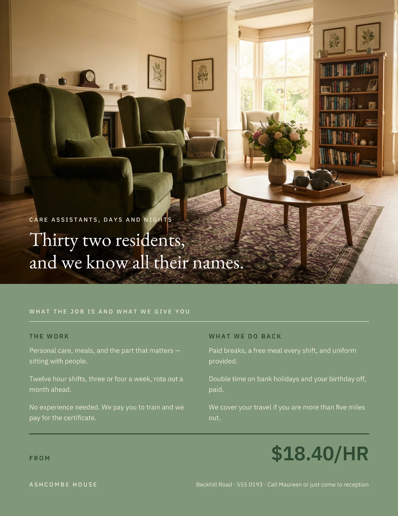 Sage Photo Over Block Care Home Hiring Flyer — Letter Flyer template