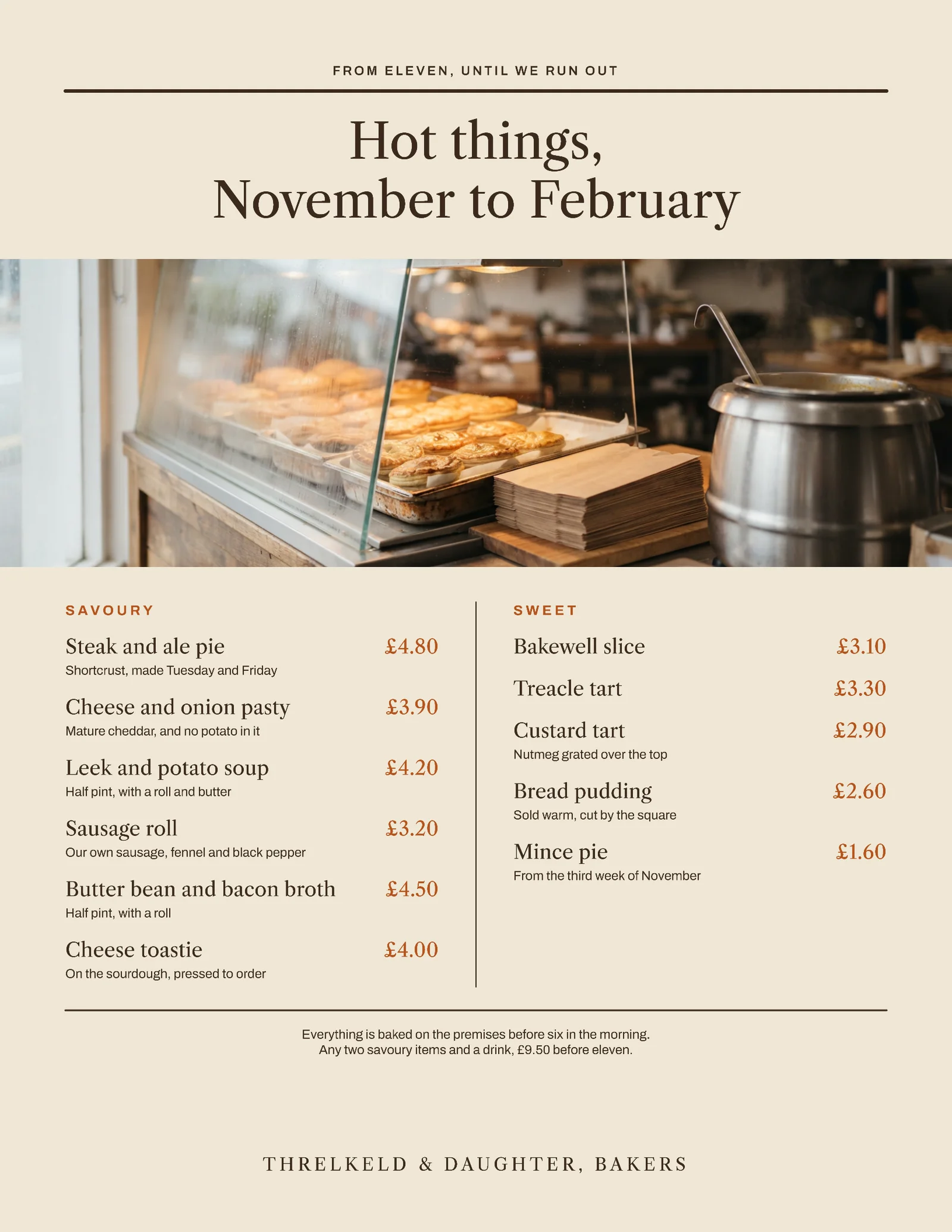 Bakery Winter Hot Counter Menu — Letter Menu template